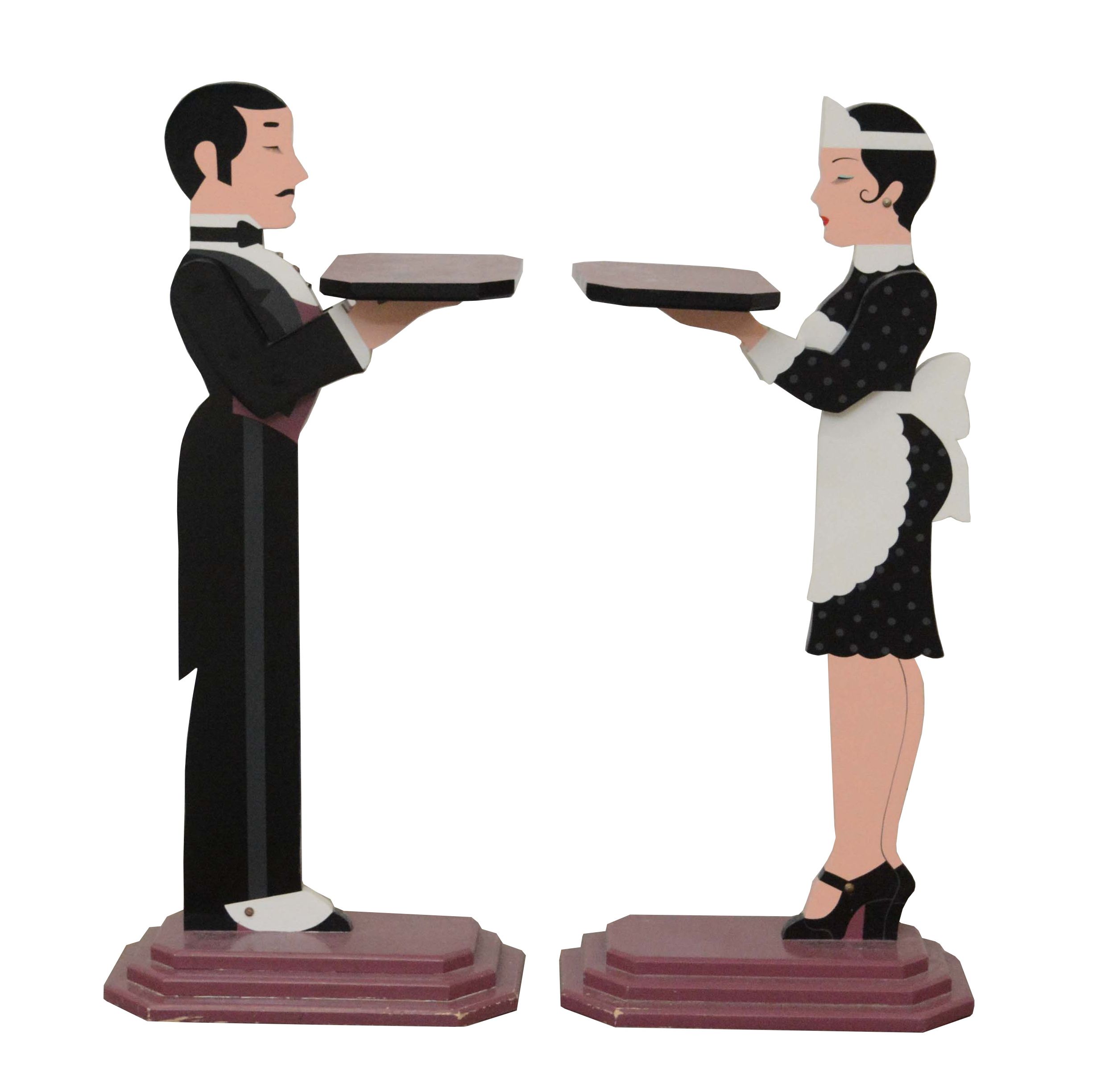 Pair of Painted Figural Butlers Stands by Barry Zaid, Late 20th Century