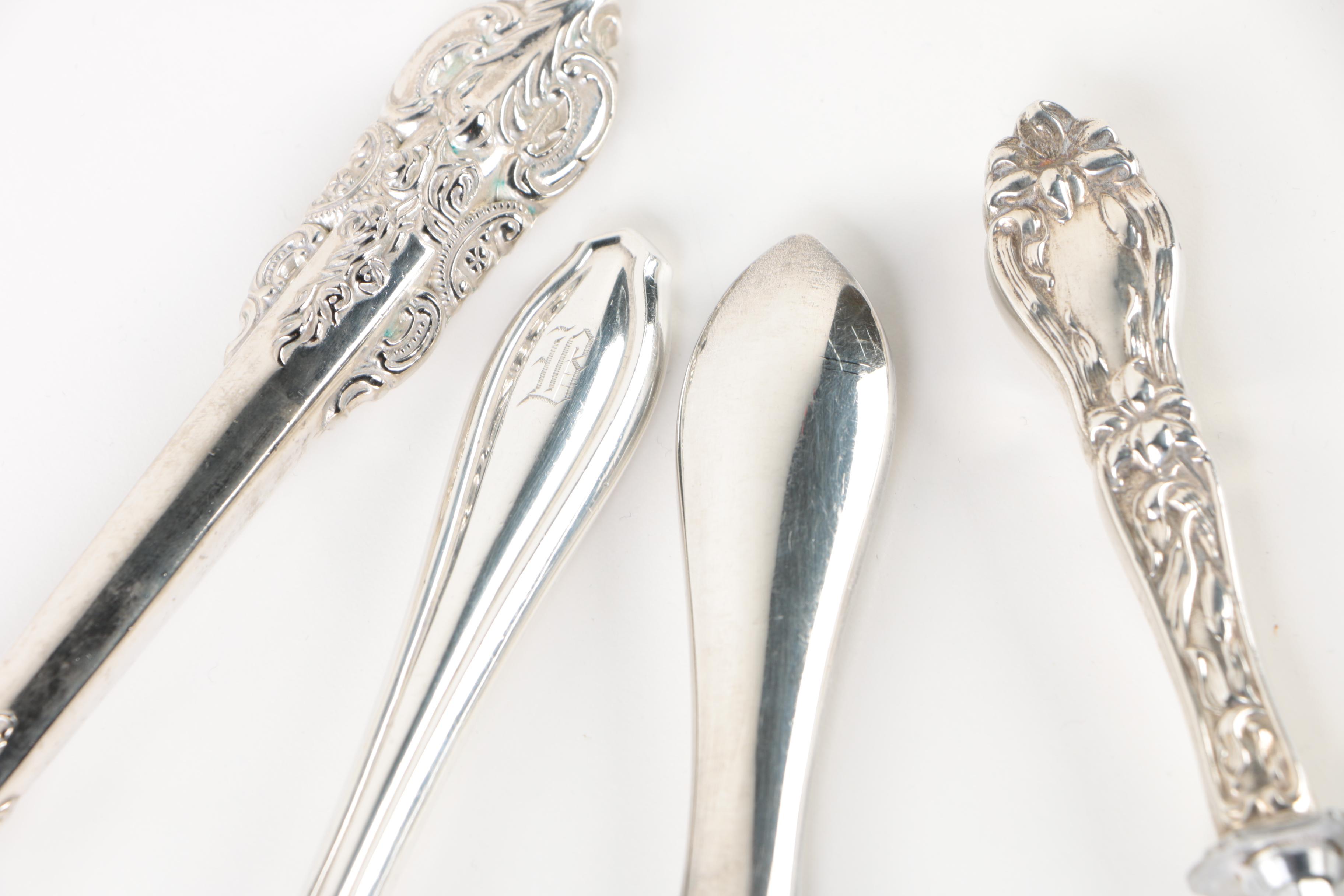 Frank M. Whiting "Lily-Floral" Cake Breaker with Other Sterling Handled Utensils