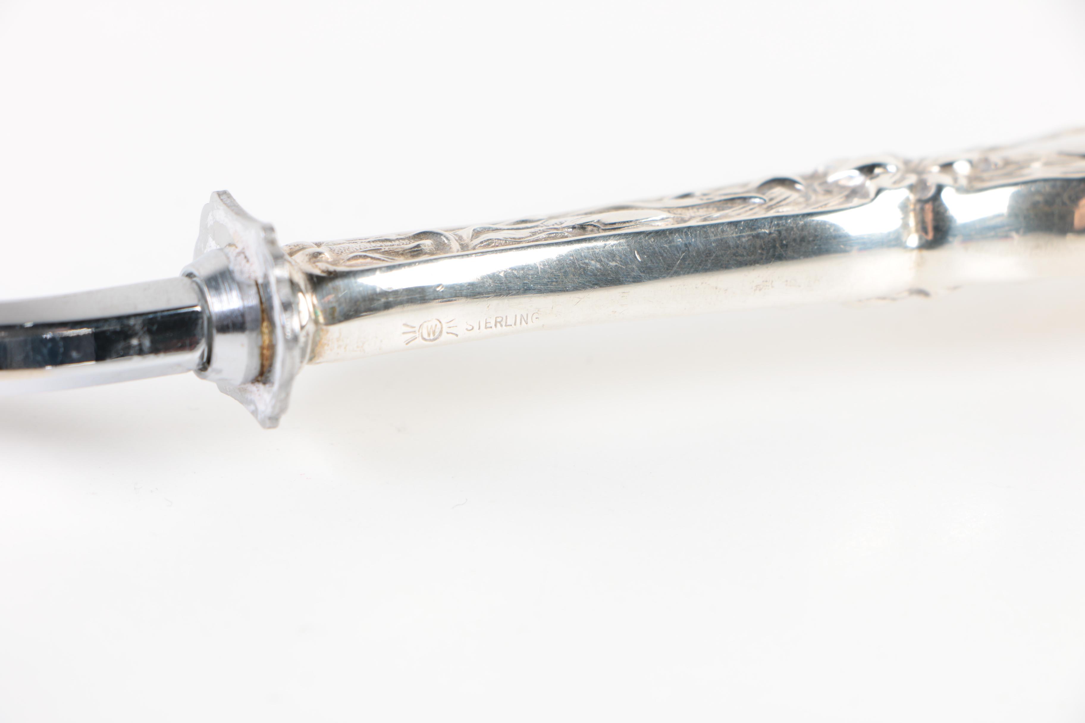 Frank M. Whiting "Lily-Floral" Cake Breaker with Other Sterling Handled Utensils