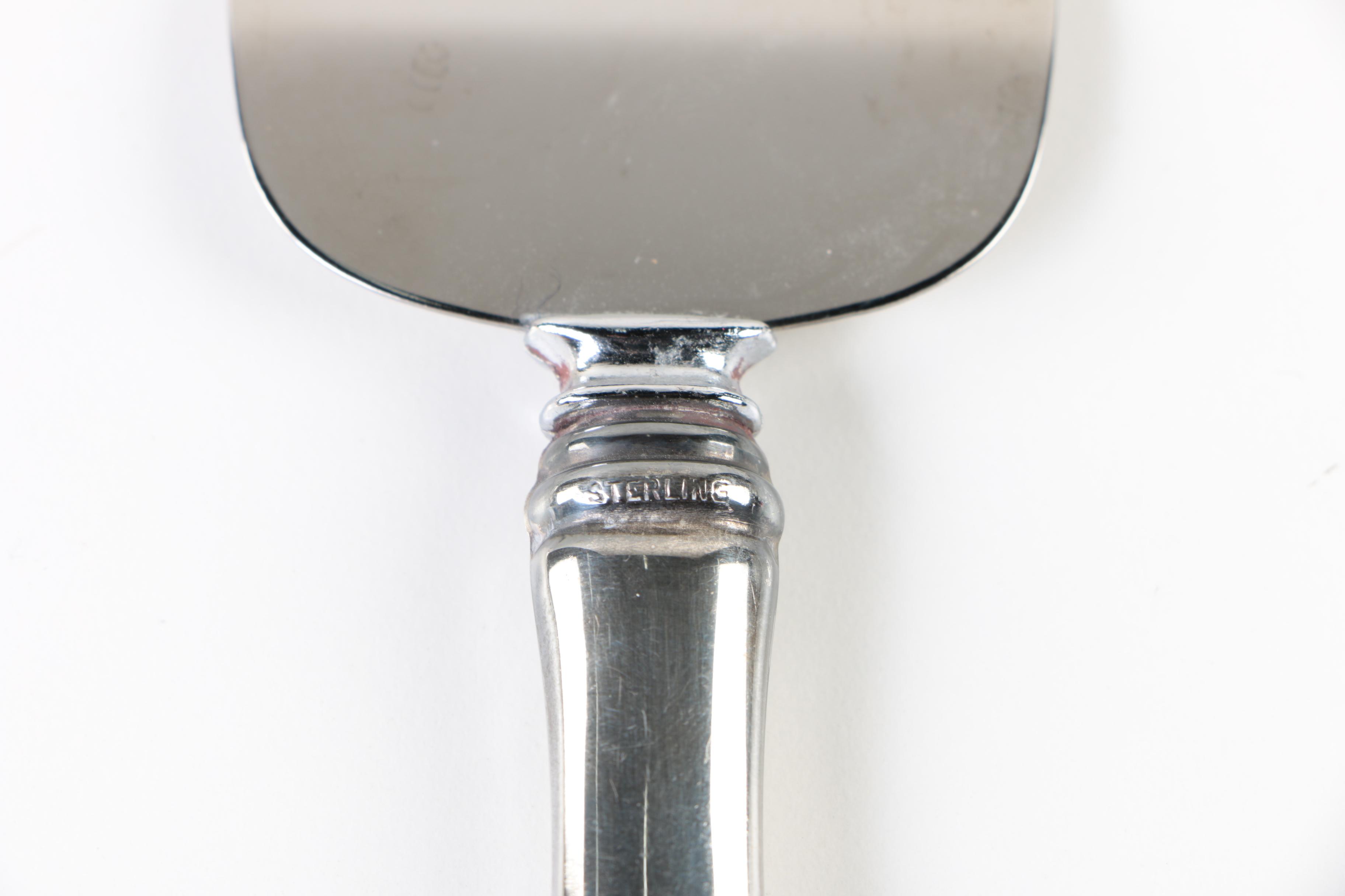 Frank M. Whiting "Lily-Floral" Cake Breaker with Other Sterling Handled Utensils