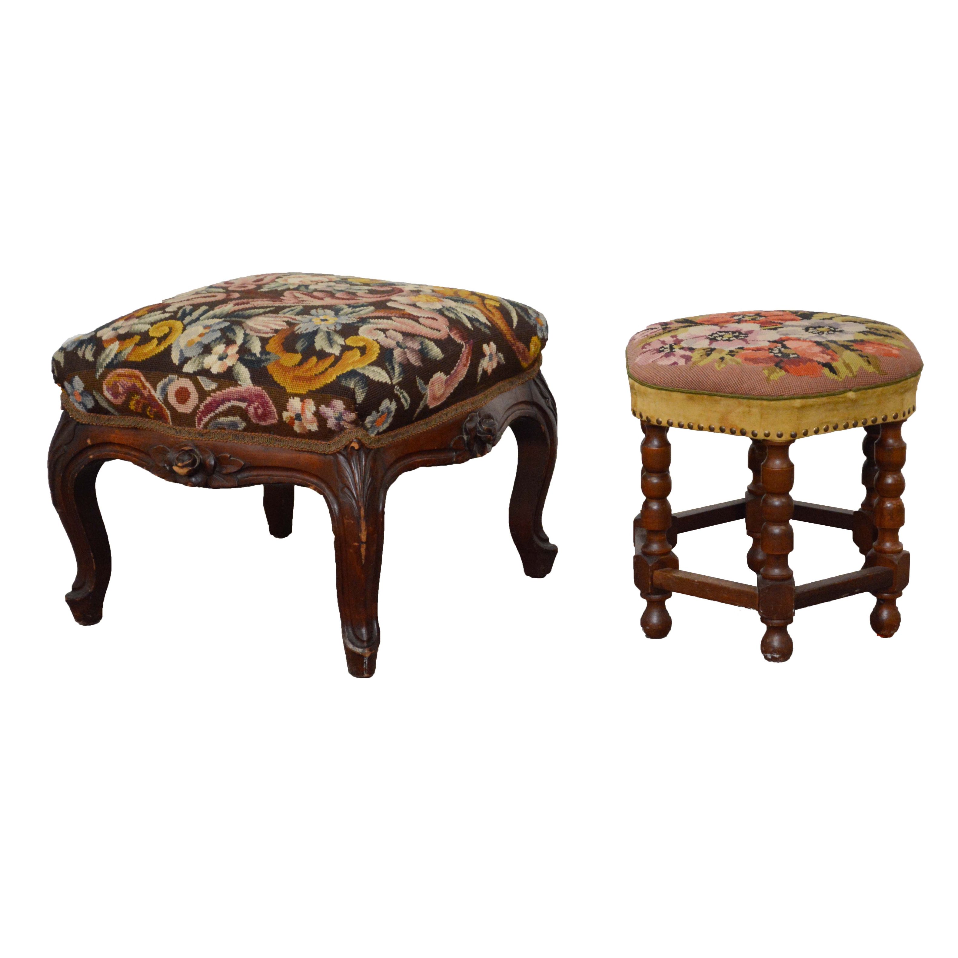 Two Needlepoint Footstools, 19th/20th Century