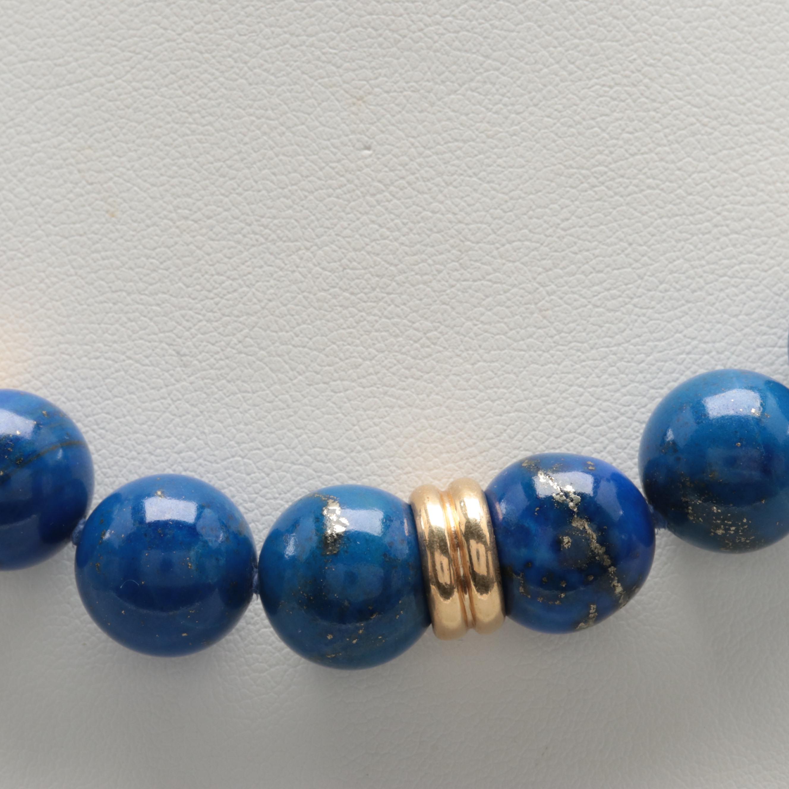 14K Yellow Gold Lapis Lazuli Necklace