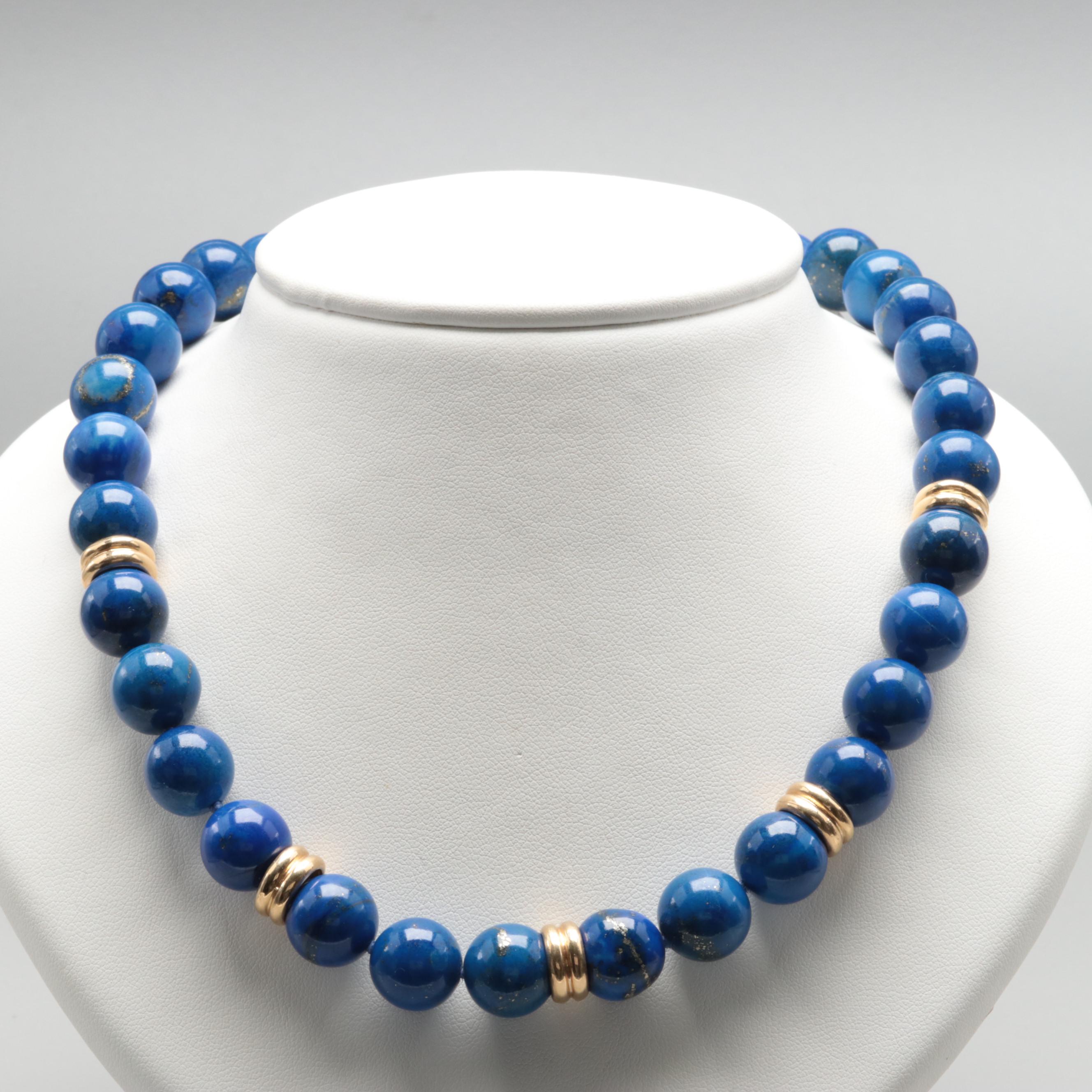 14K Yellow Gold Lapis Lazuli Necklace