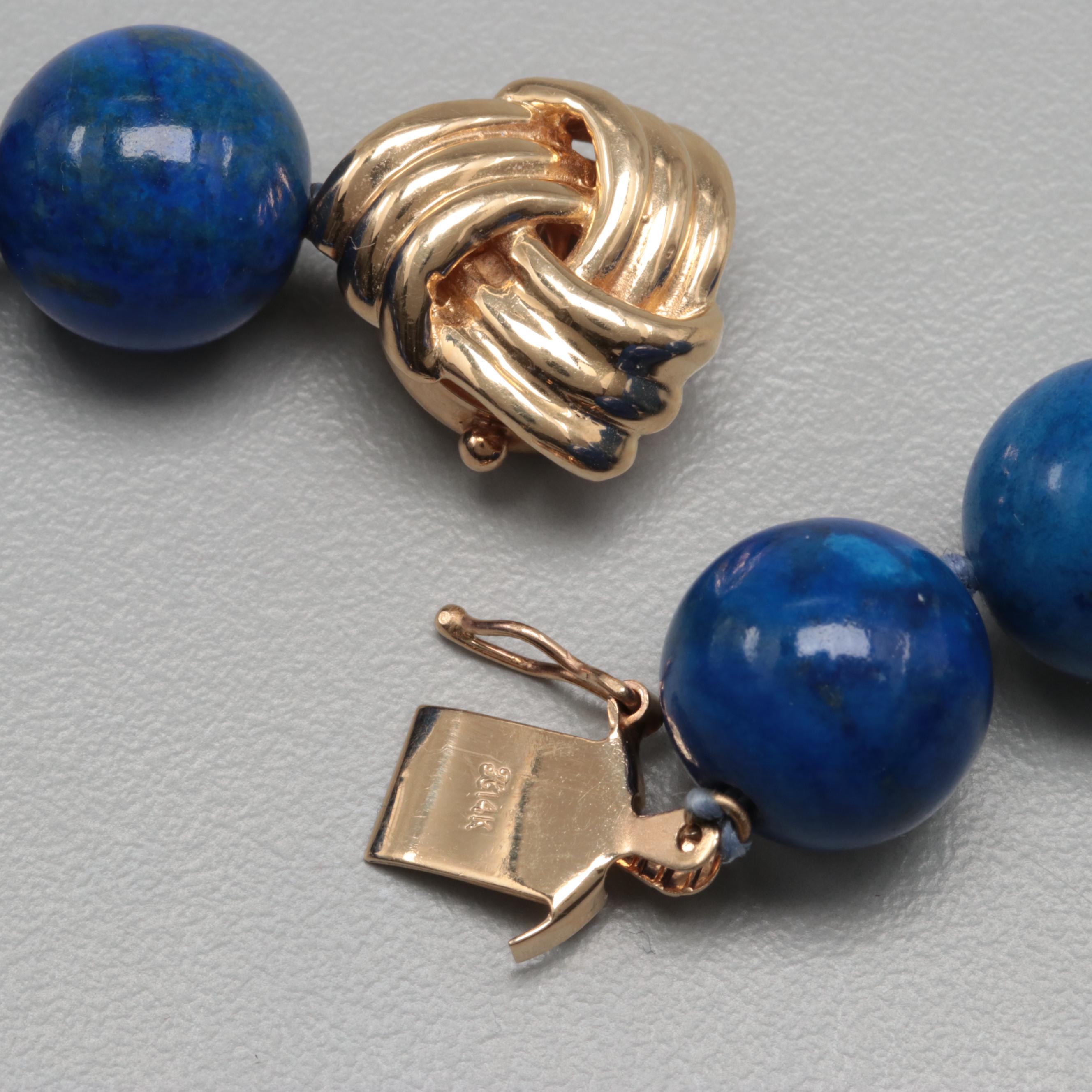14K Yellow Gold Lapis Lazuli Necklace