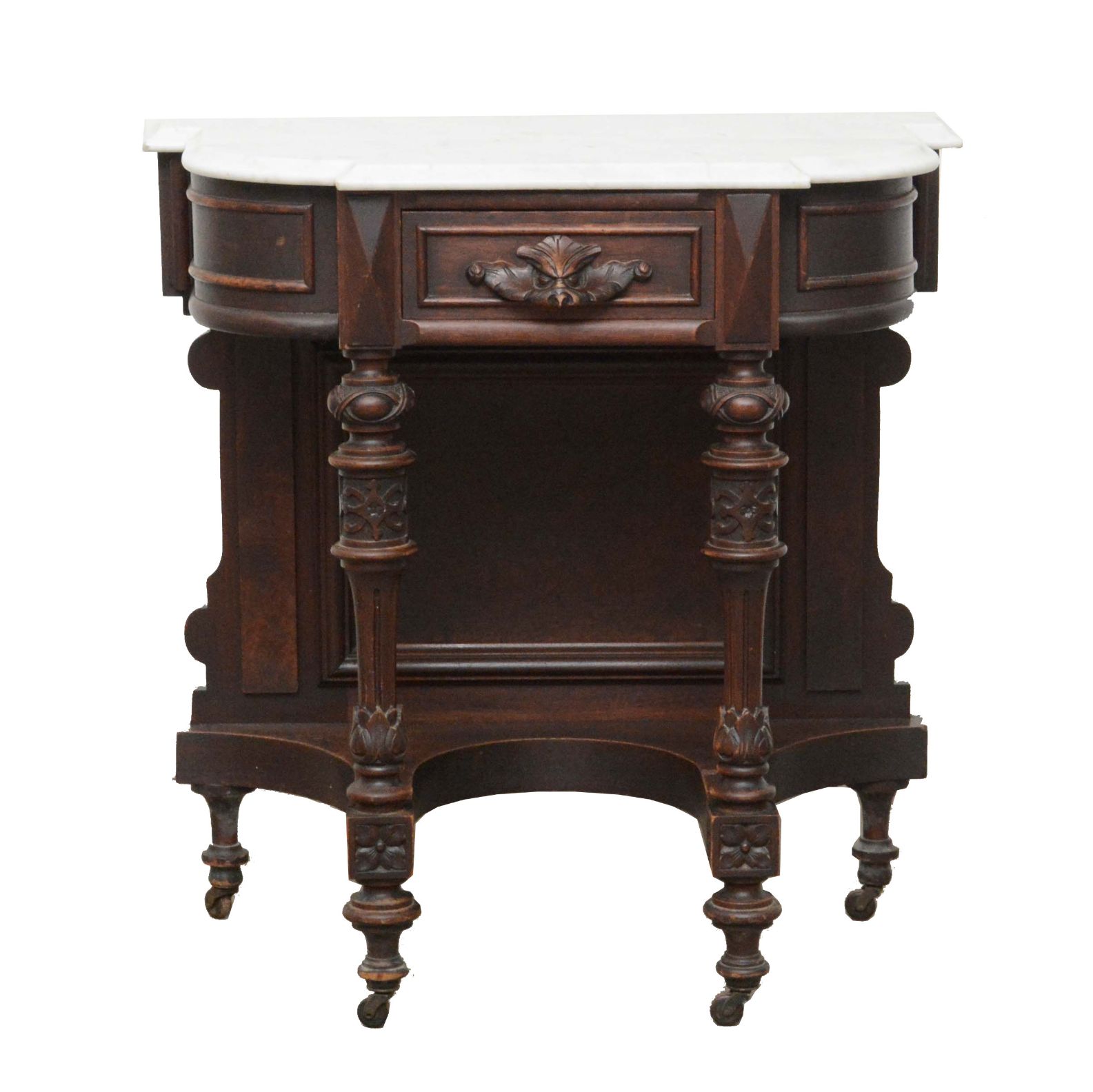 Victorian Style Mahogany and Marble Entry Table, Early 20th Century