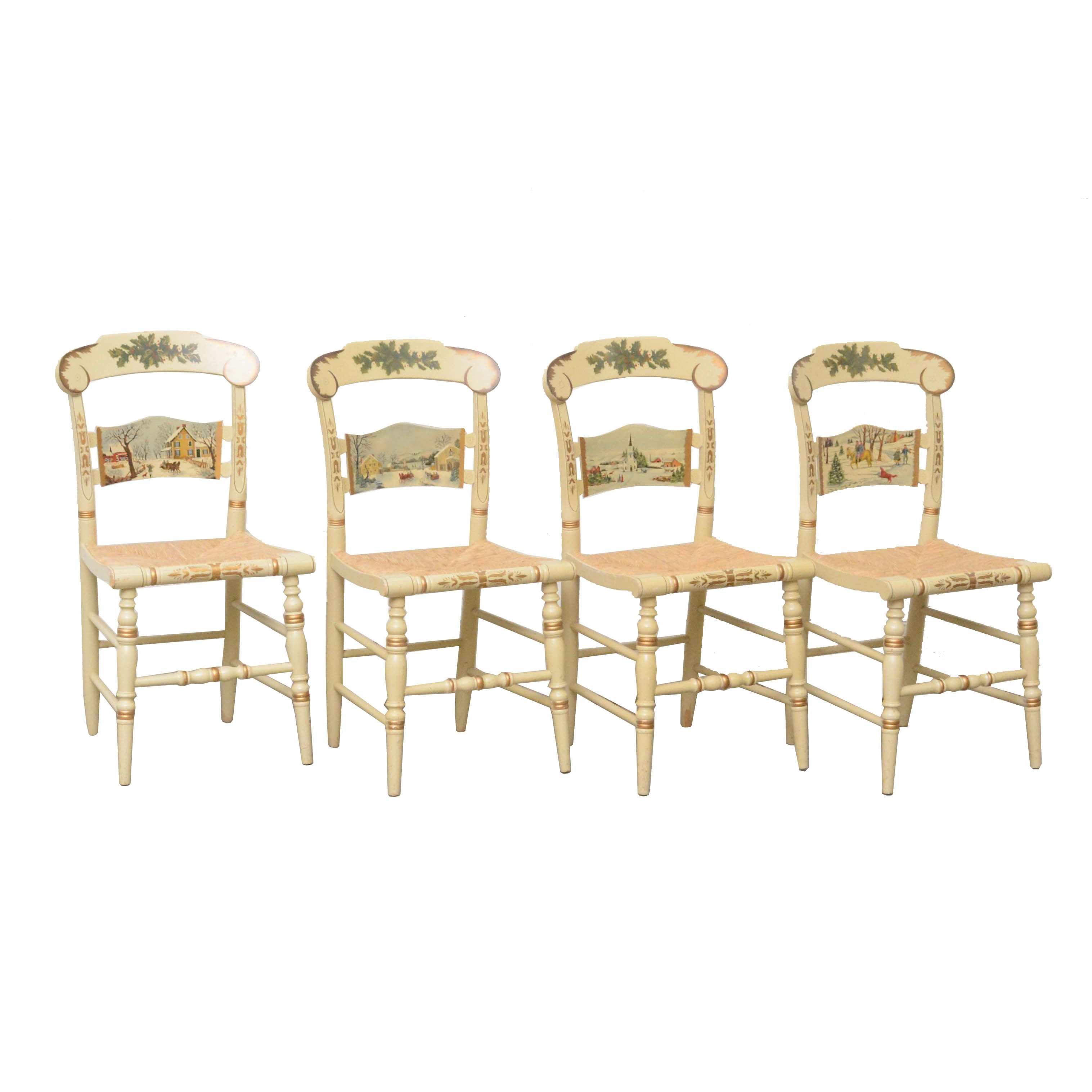 Painted Wood Limited Edition Christmas Chairs by Hitchcock, Late 20th Century