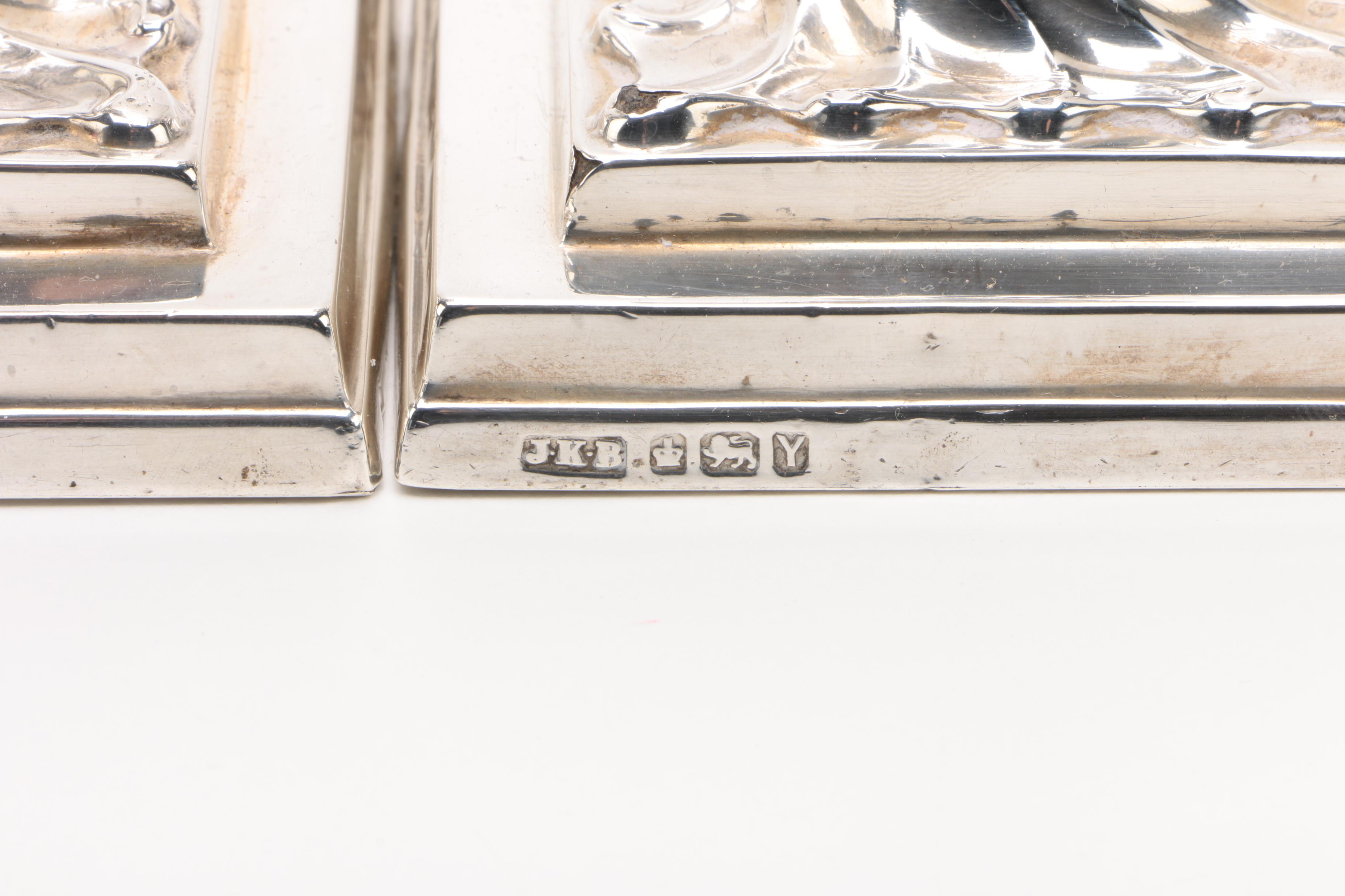 Hawksworth, Eyre & Co. Weighted Sterling Silver Candlesticks, Late 19th Century