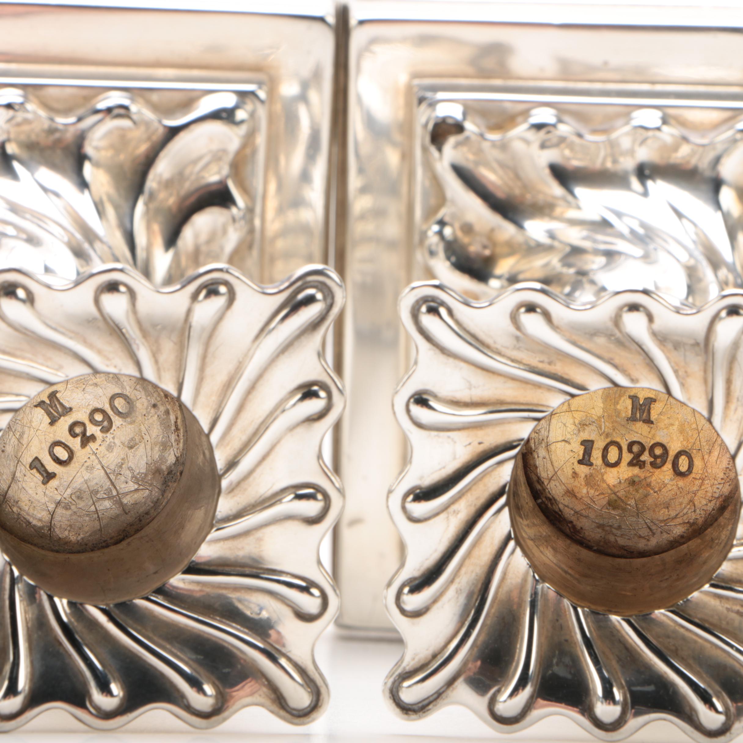 Hawksworth, Eyre & Co. Weighted Sterling Silver Candlesticks, Late 19th Century