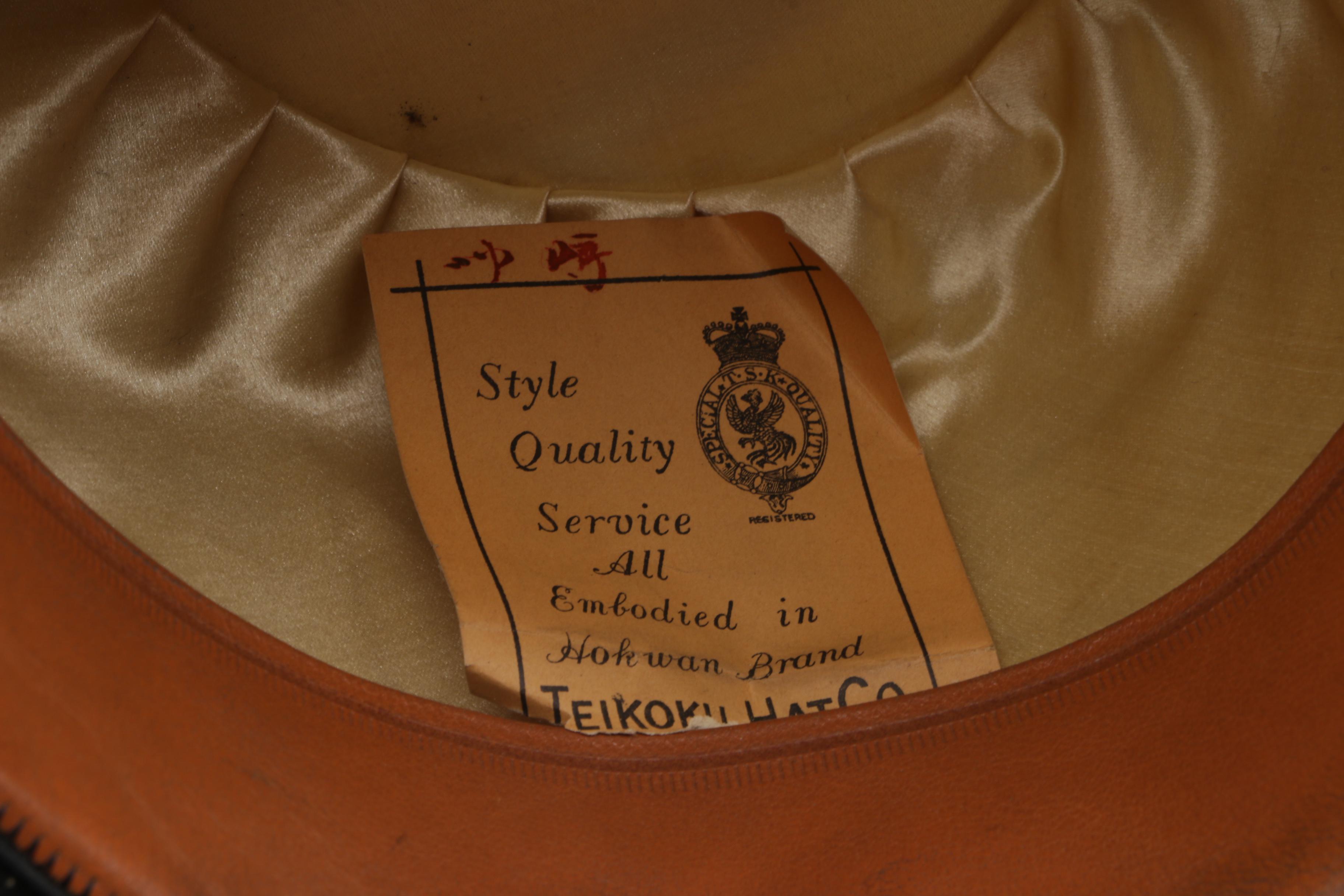 1930s Vintage Teikoku Hat Co. Black Fur Felt Bowler Hat Trimmed in Grosgrain