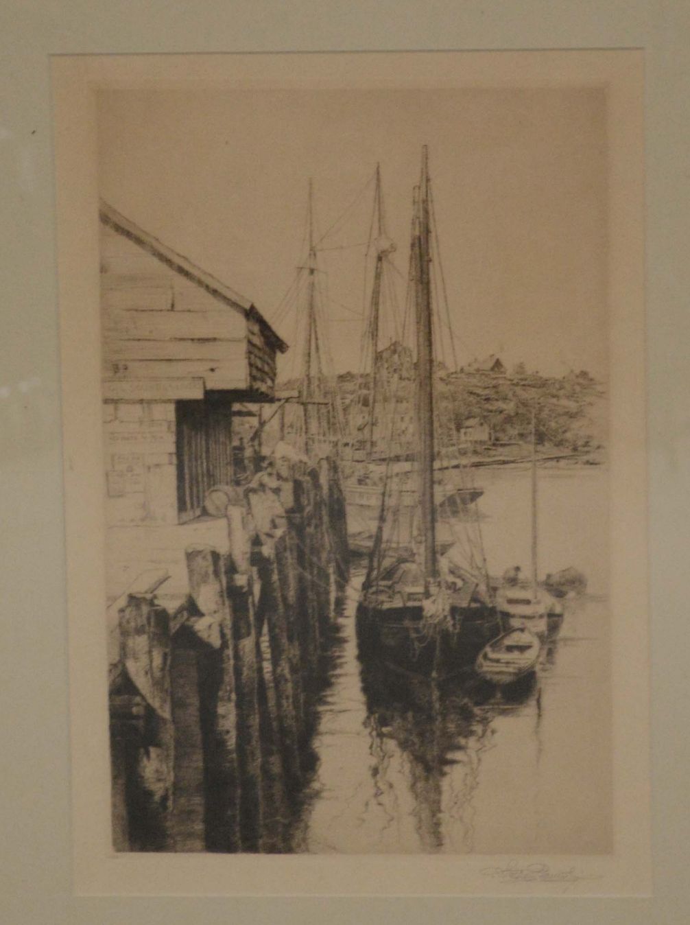 Etching of Docked Boats