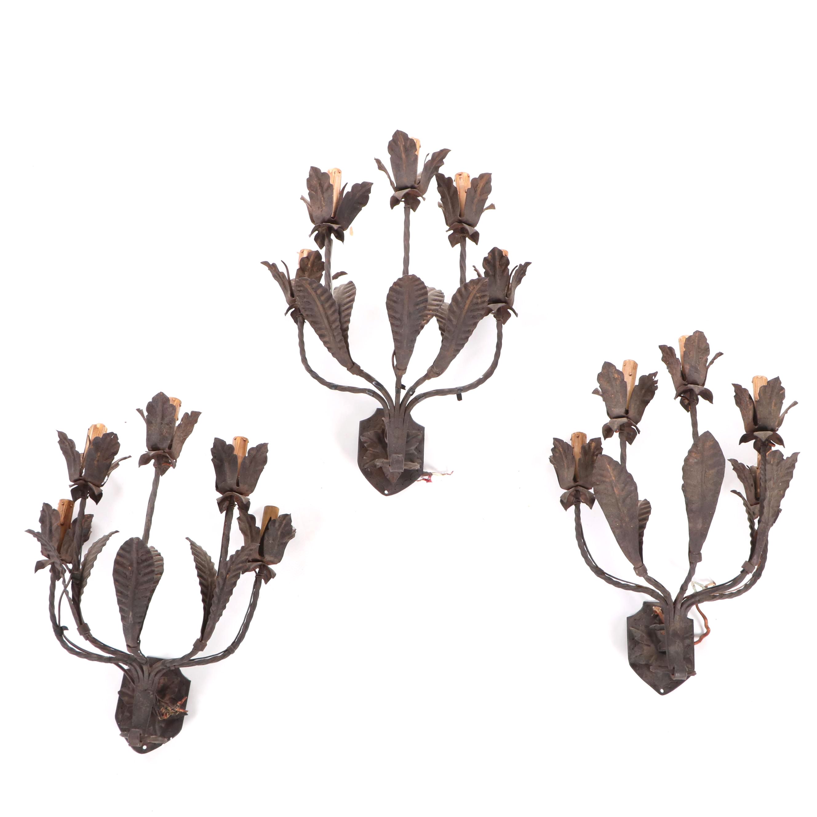 Cast Metal Floriform Wall Sconces