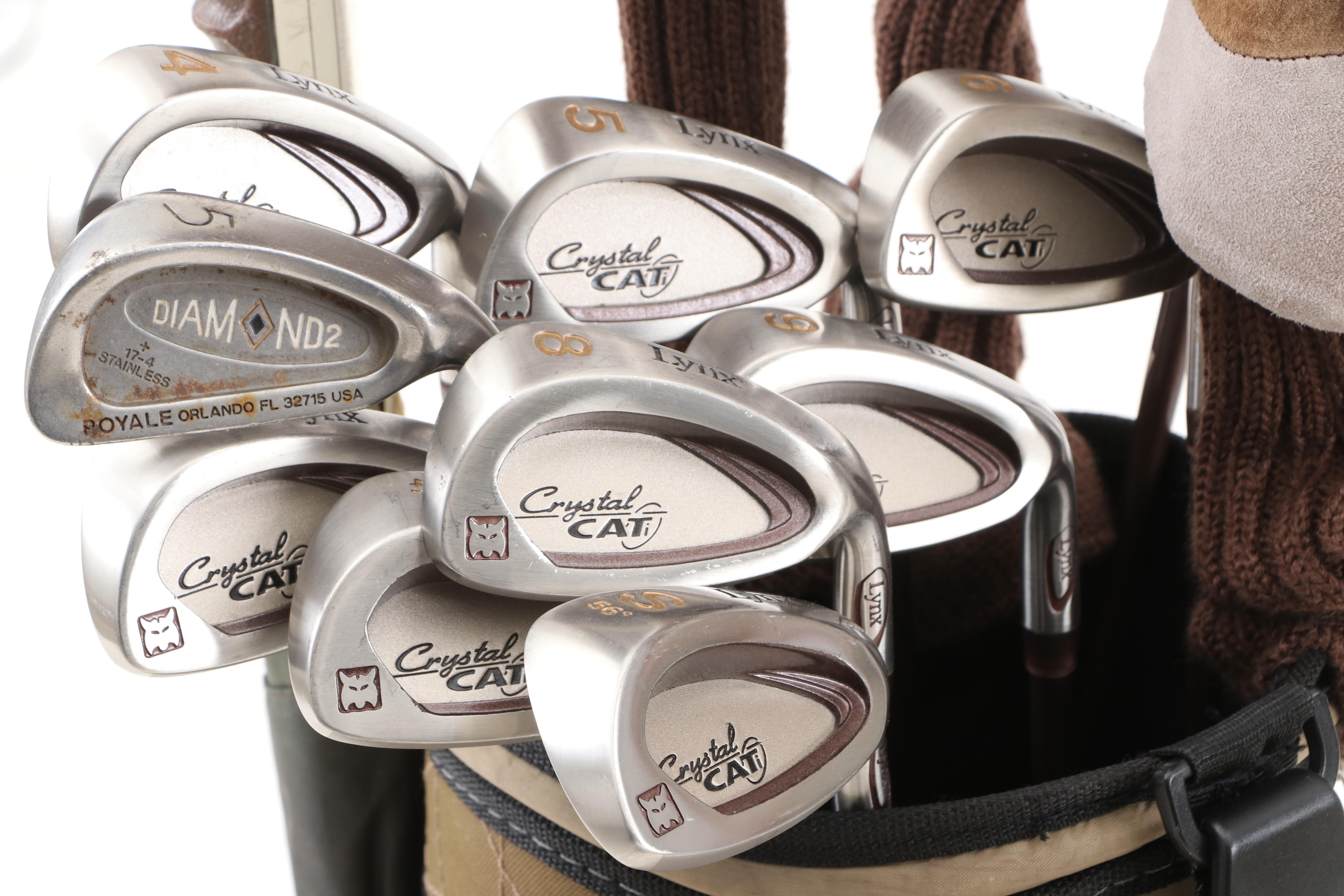 Women's Crystal Cat "Lynx" Golf Clubs and Bag in 2-Tone Brown