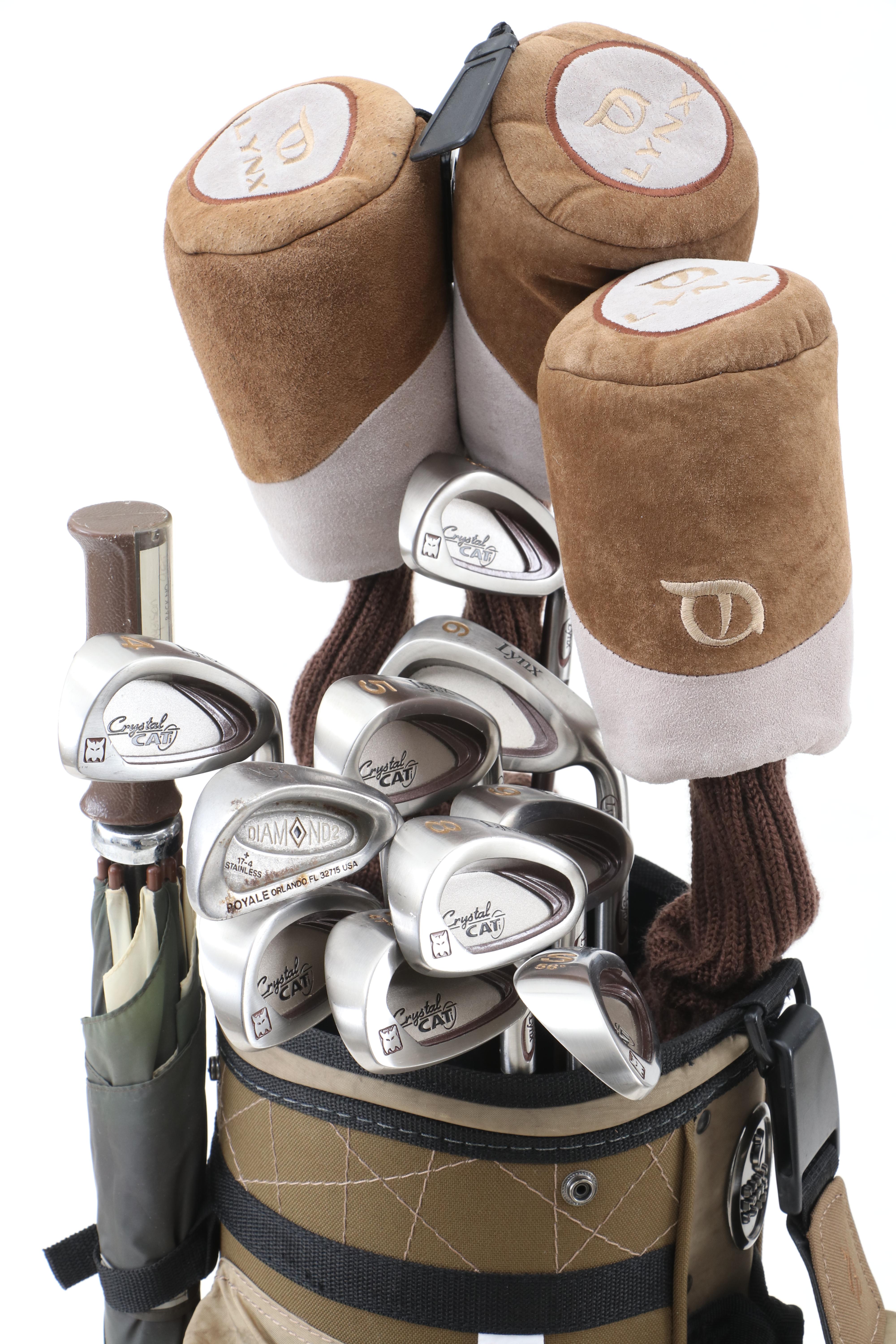 Women's Crystal Cat "Lynx" Golf Clubs and Bag in 2-Tone Brown