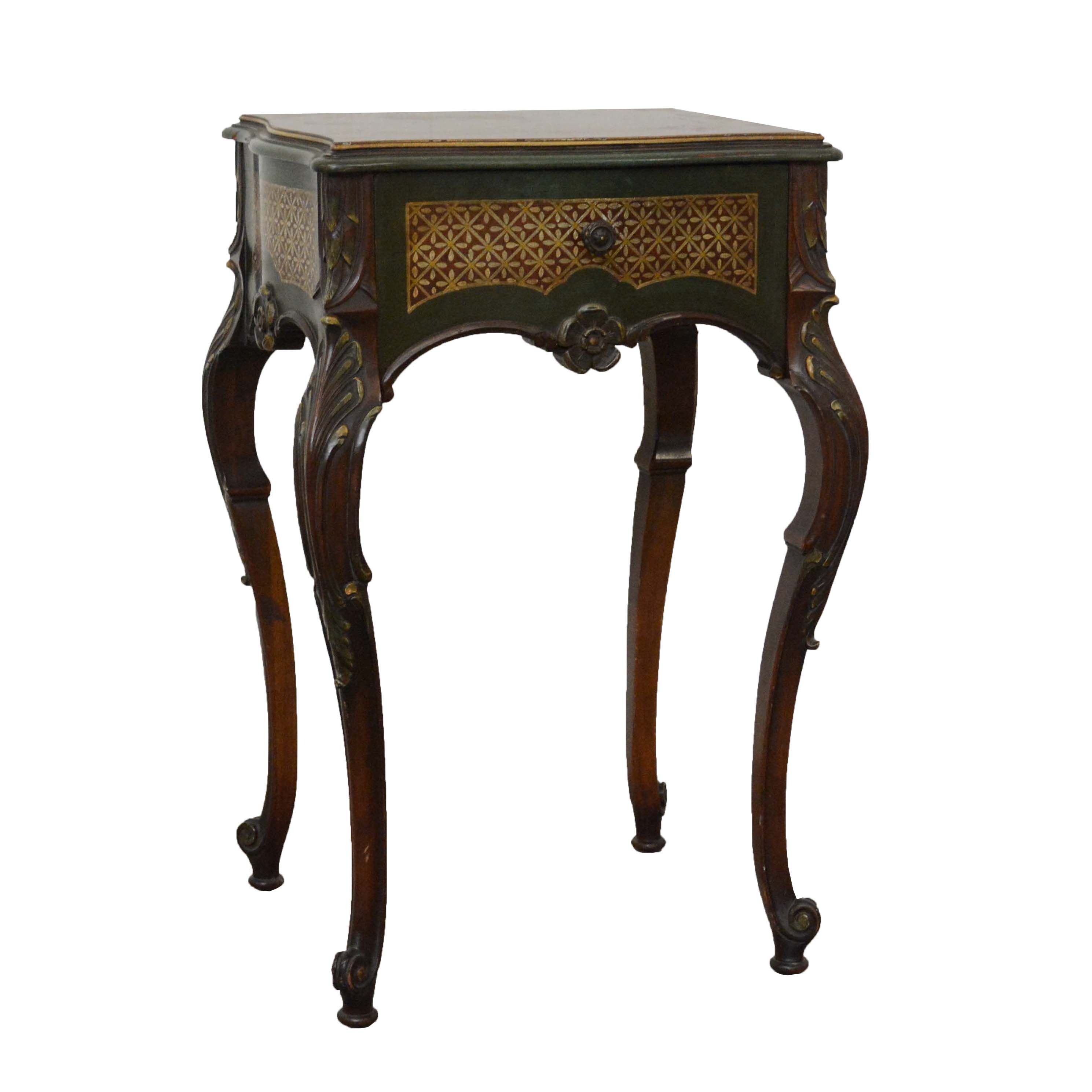 Louis XV Style Painted Walnut Side Table by The Winnebago Mfg. Co., 20th Century