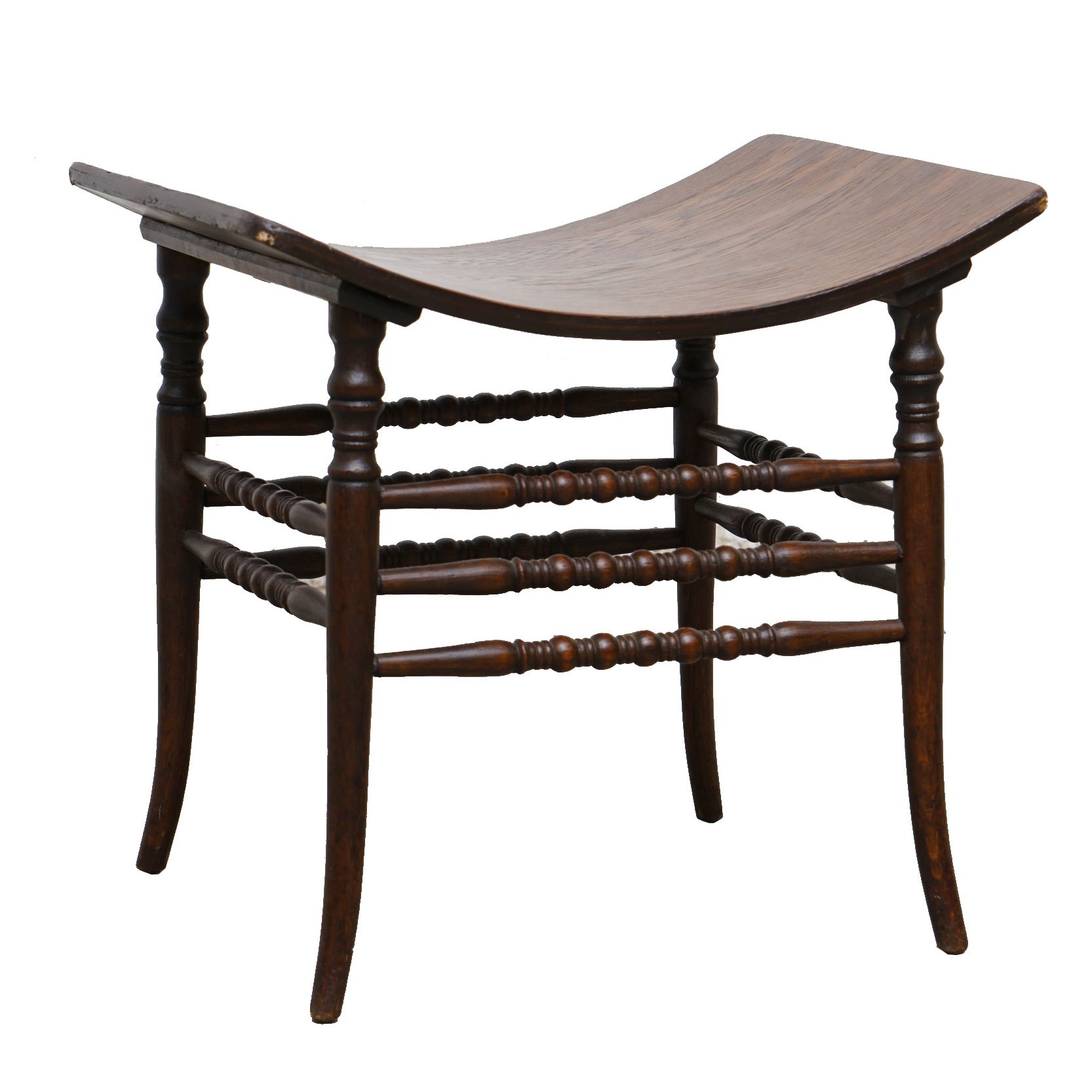 Victorian Oak Thebes Stool, Late 19th Century