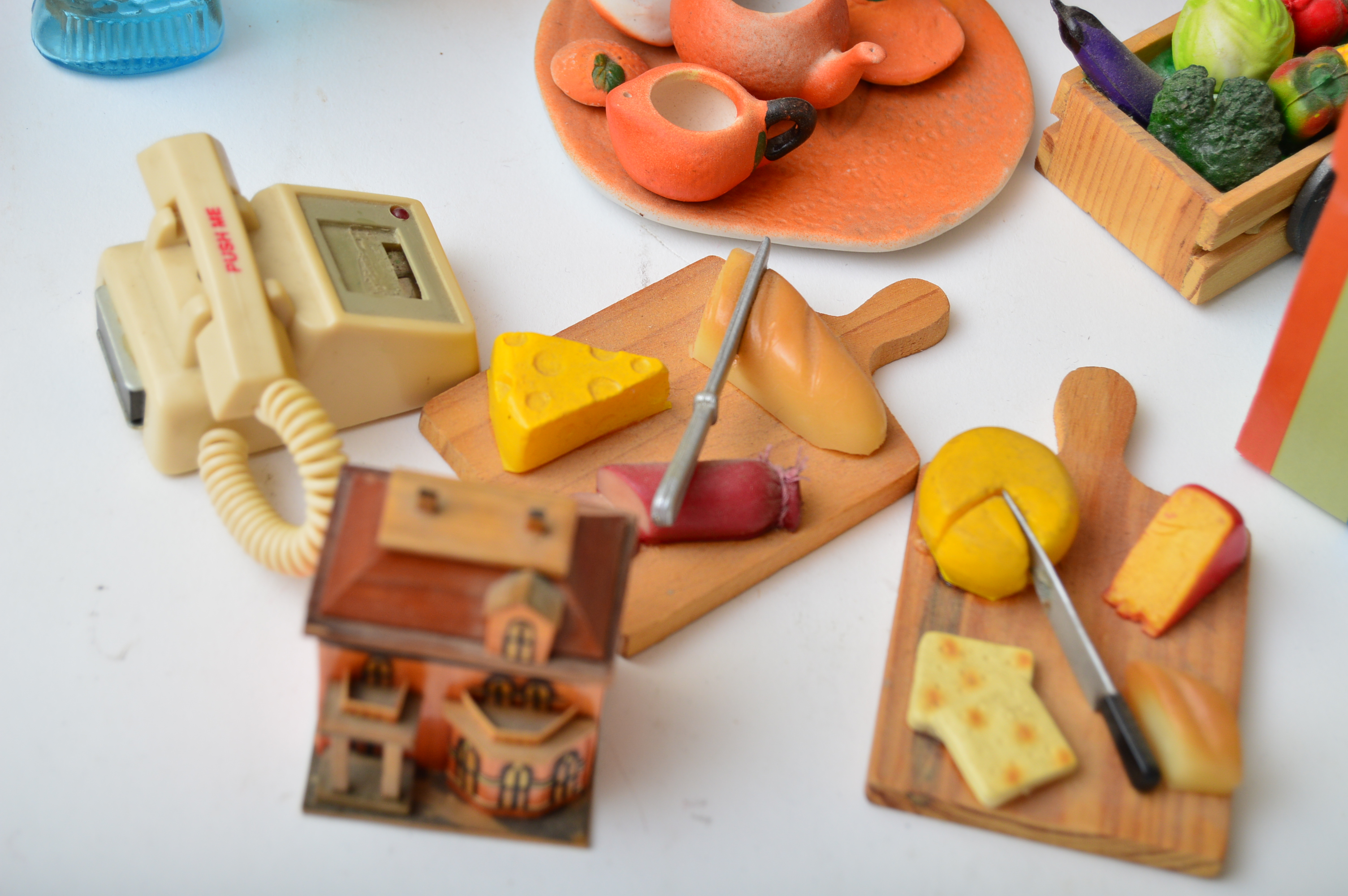 Dollhouse Furniture, Vintage German Paper Mache Creche Set and Miniatures