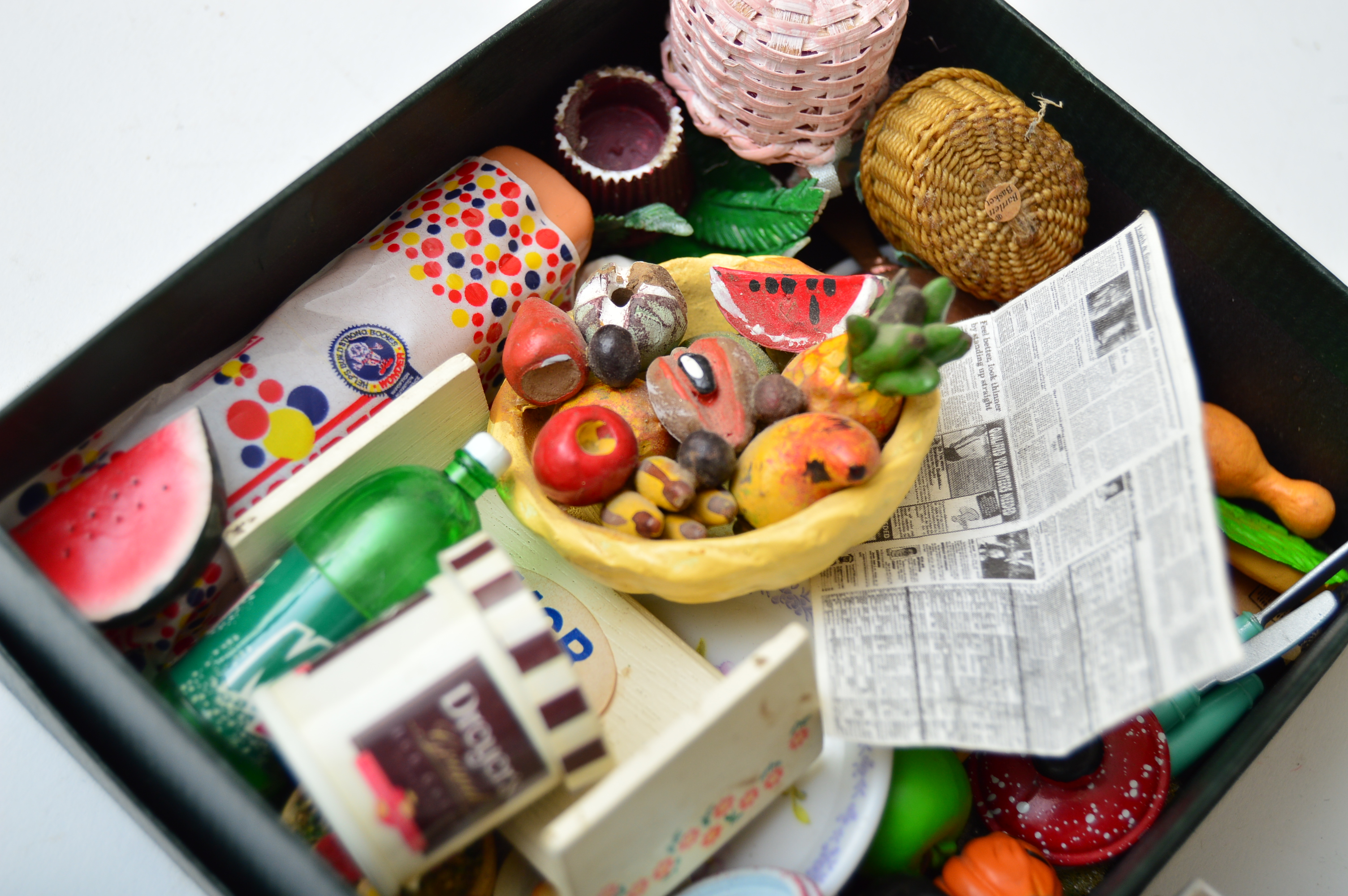 Dollhouse Furniture, Vintage German Paper Mache Creche Set and Miniatures