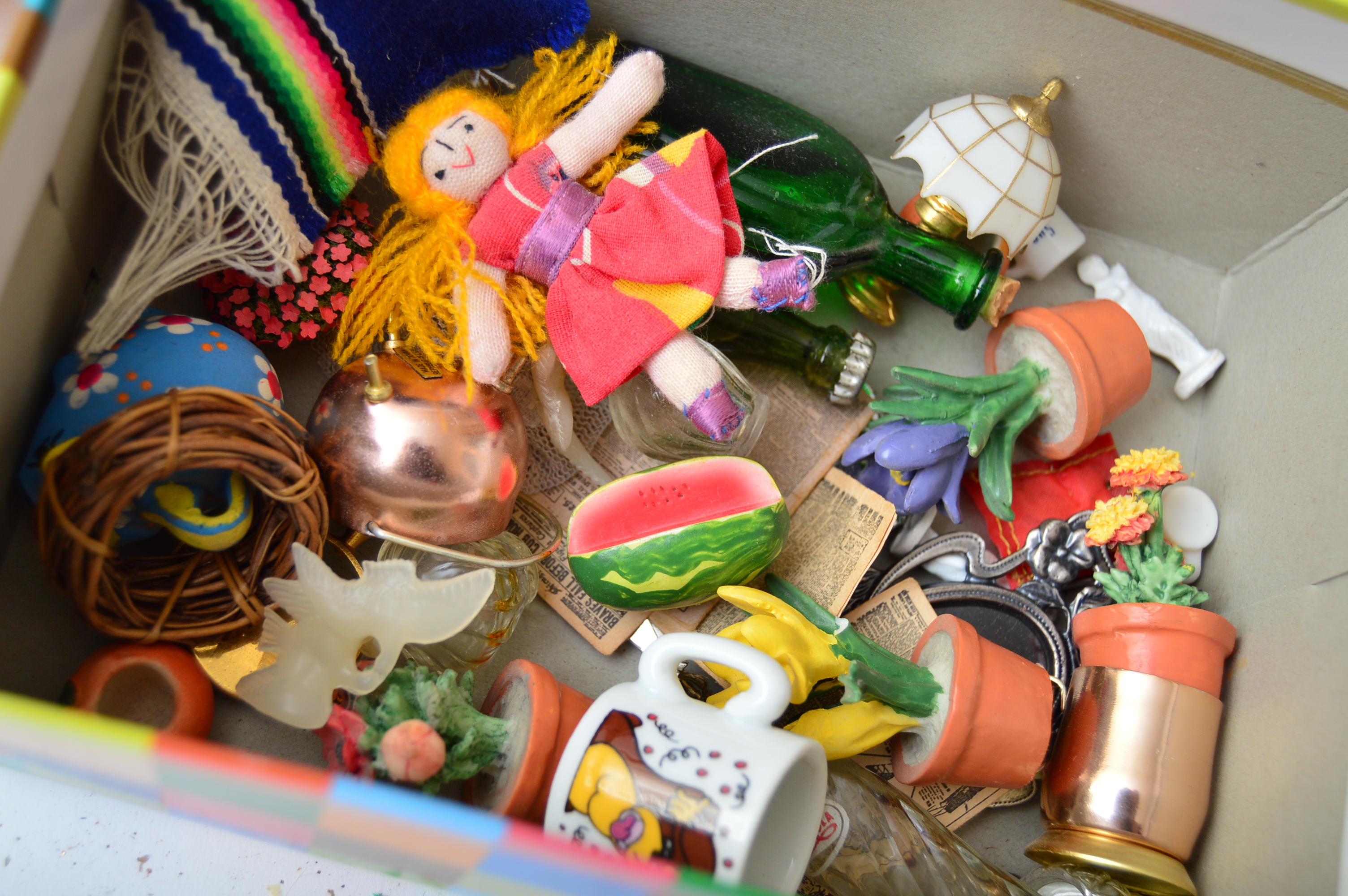 Dollhouse Furniture, Vintage German Paper Mache Creche Set and Miniatures