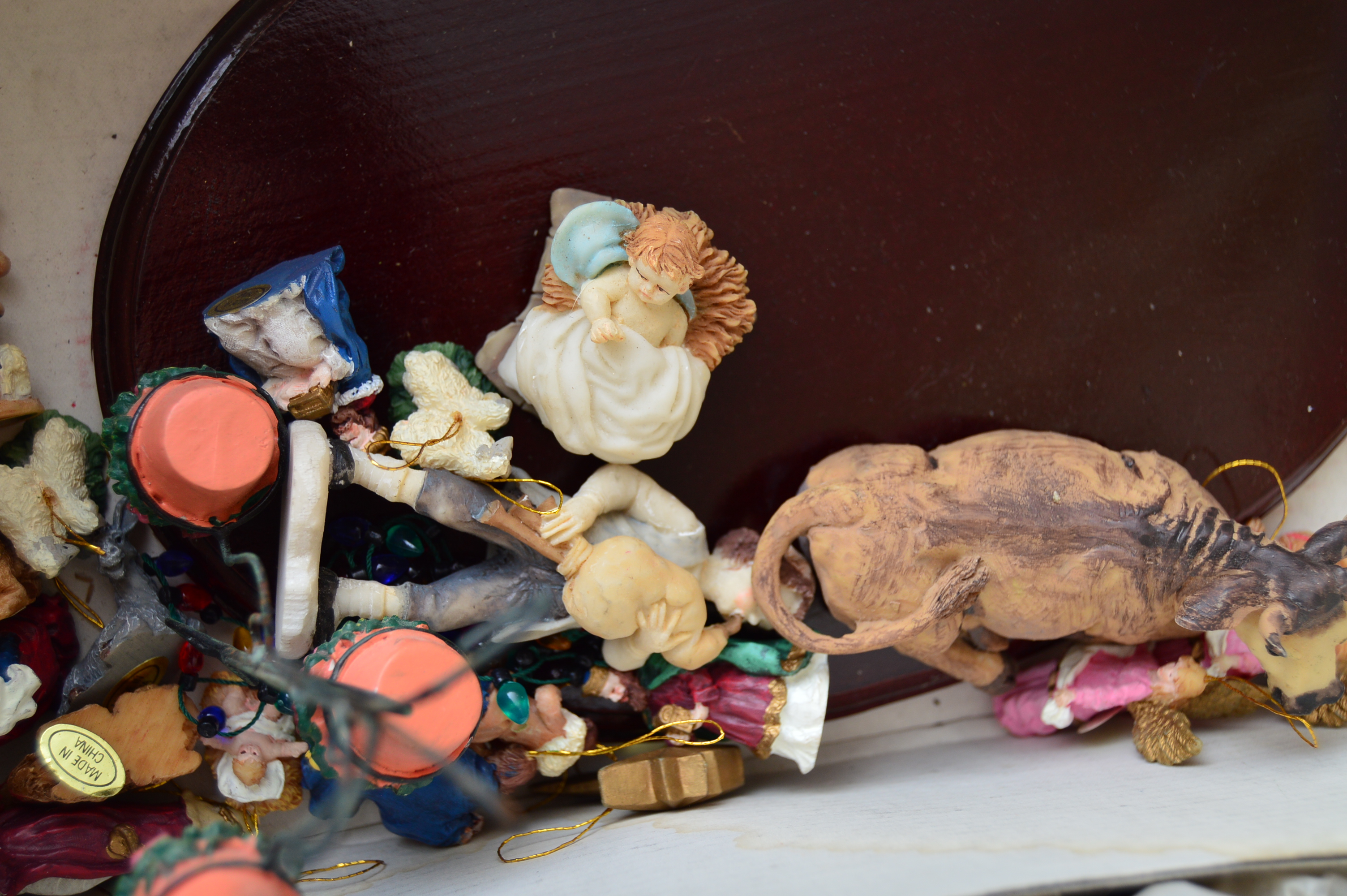 Dollhouse Furniture, Vintage German Paper Mache Creche Set and Miniatures