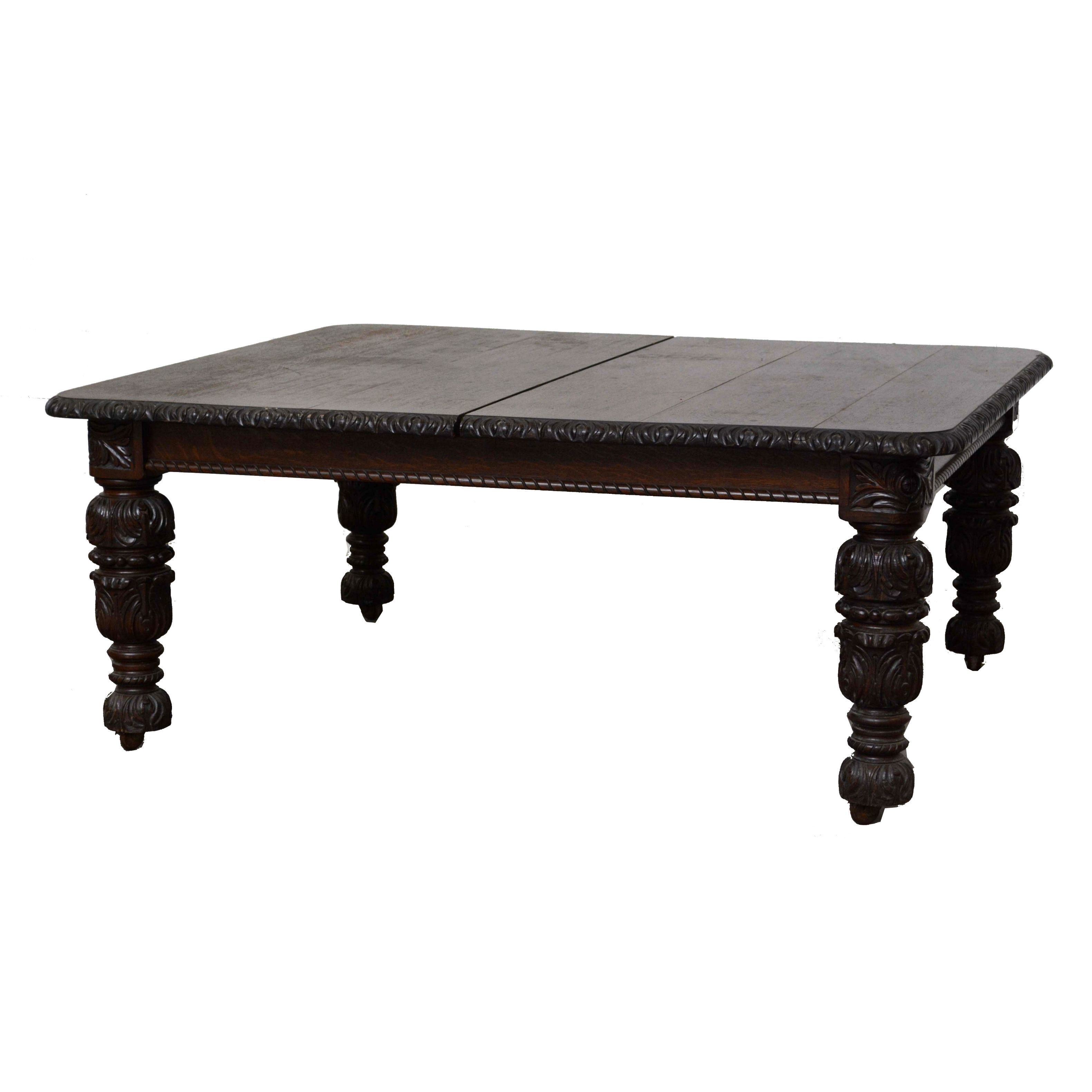 Victorian Tudor Style Oak Dining Table, Late 19th Century