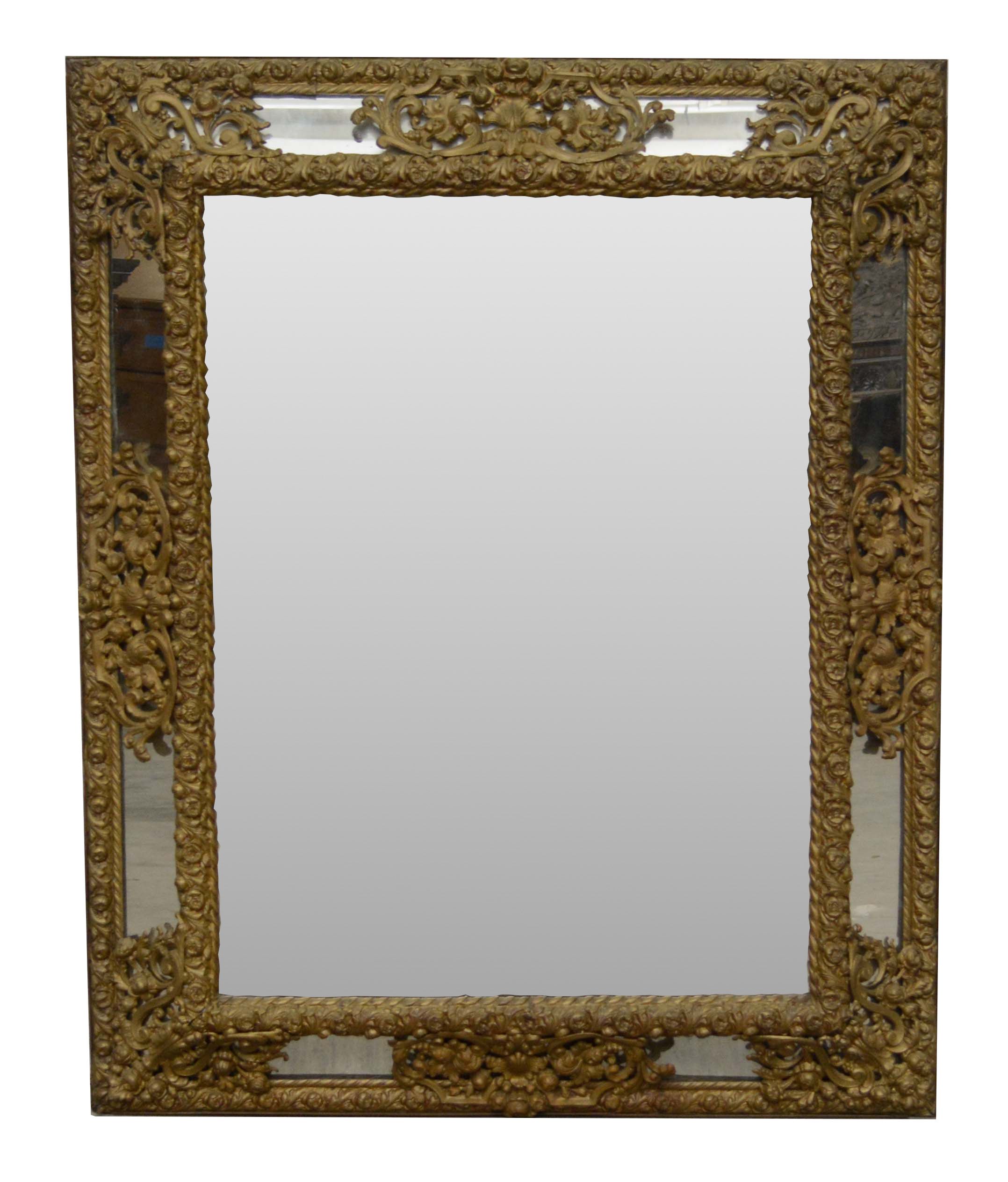 Dutch Baroque Brass Repoussé Wall Mirror