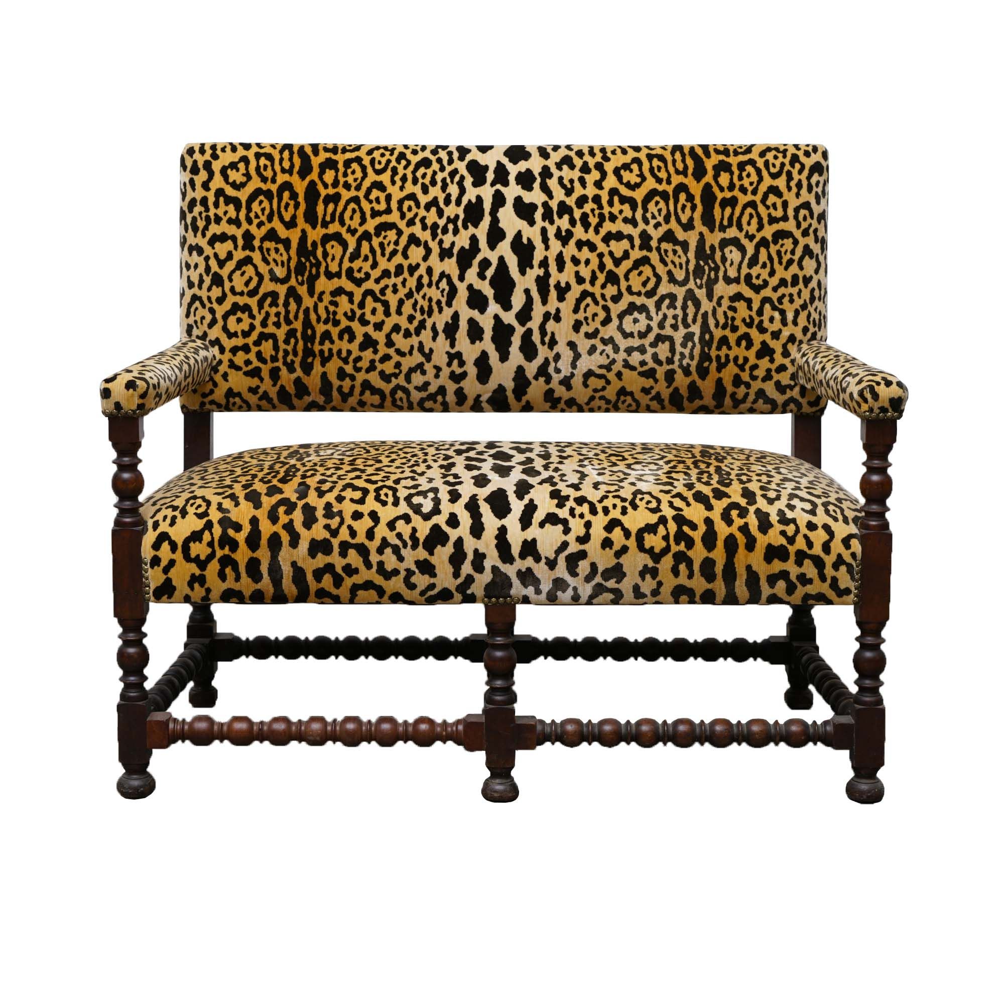 William and Mary Style Settee with Scalamandre Upholstery, 20th Century