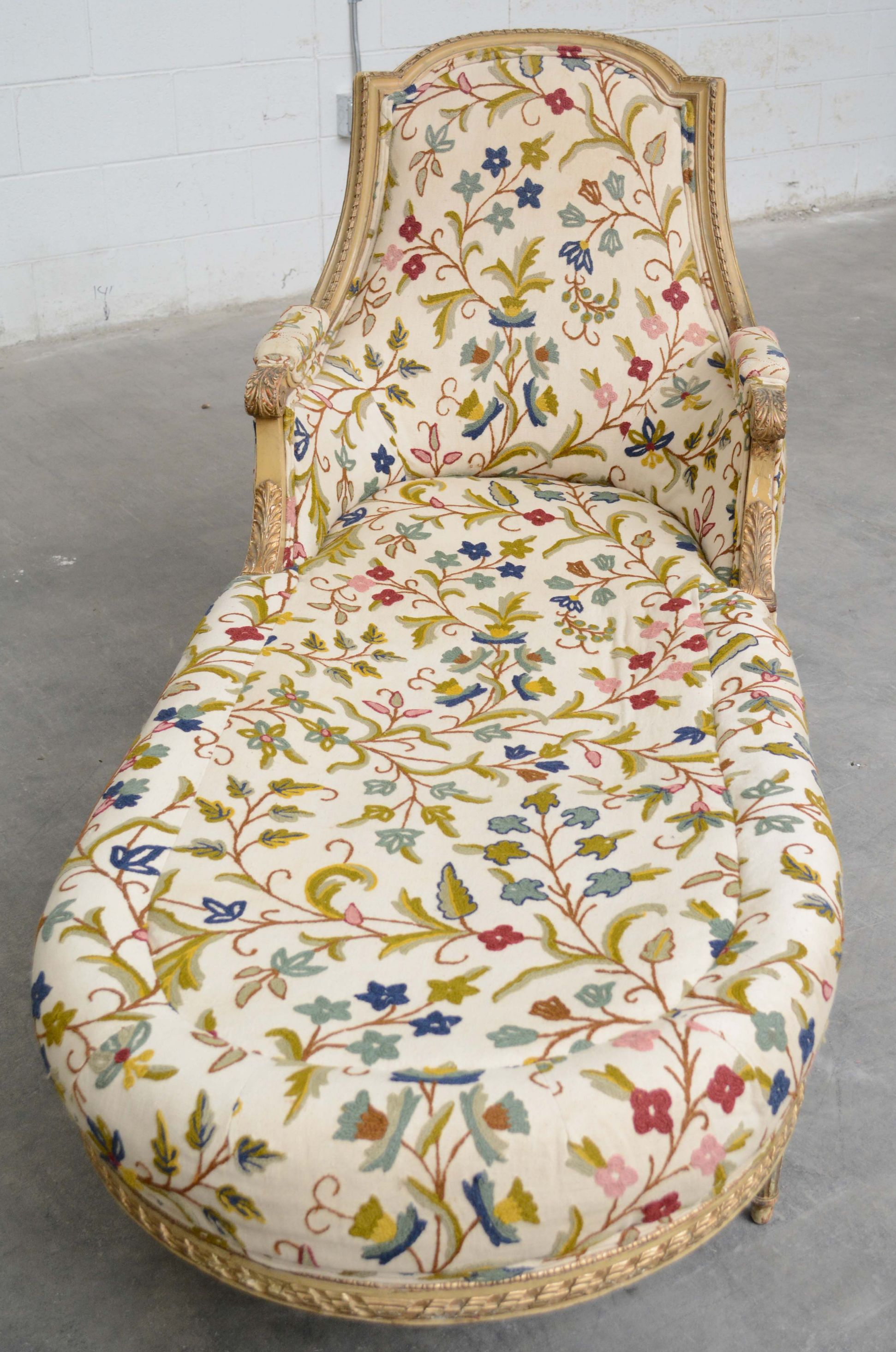 Louis XVI Style Painted and Upholstered Chaise Lounge, Early 20th Century