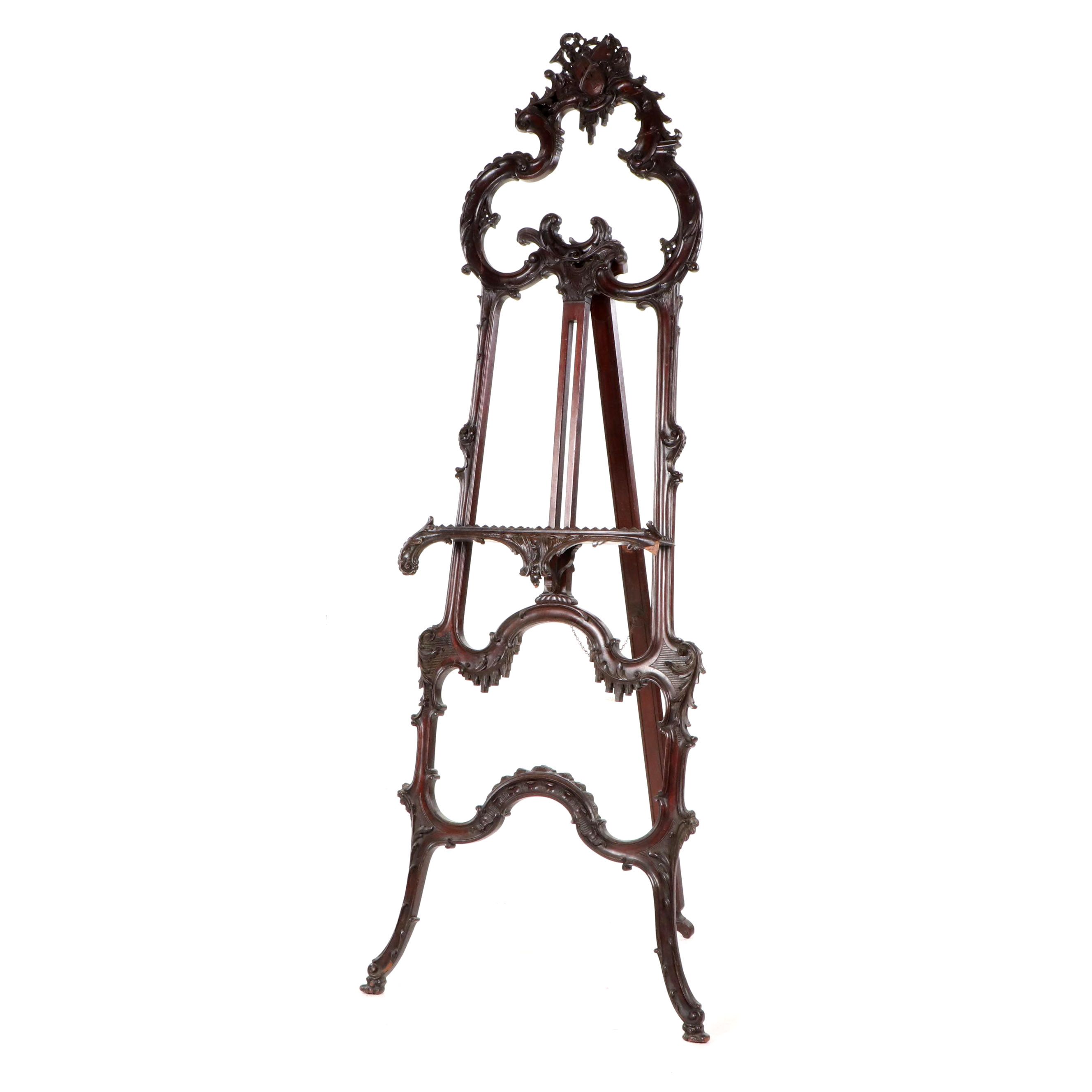 Rococo Style Mahogany Display Easel, 20th Century