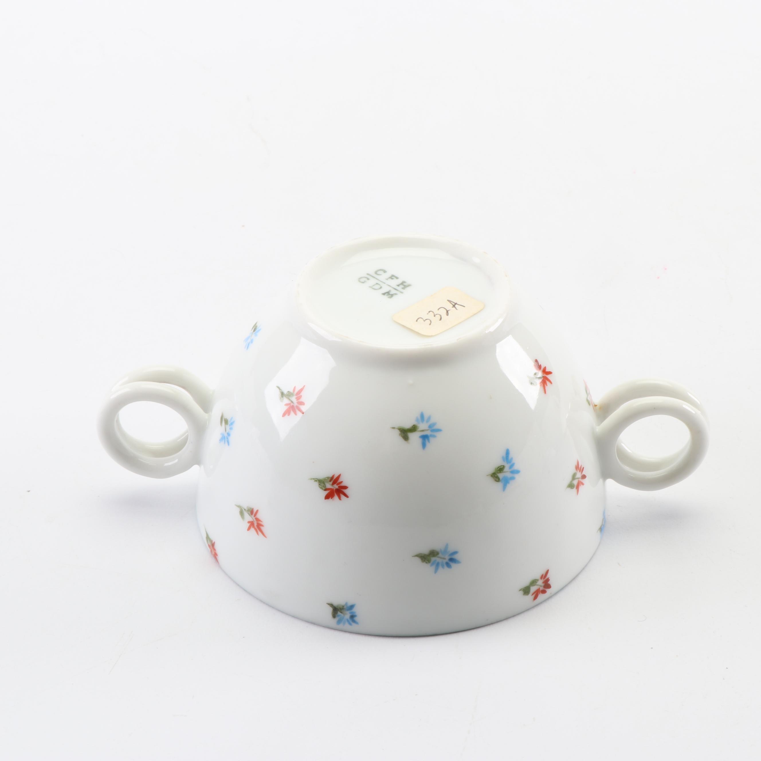 Charles Field Haviland Porcelain Bouillon Soup Cups and Saucers, circa 1868-91