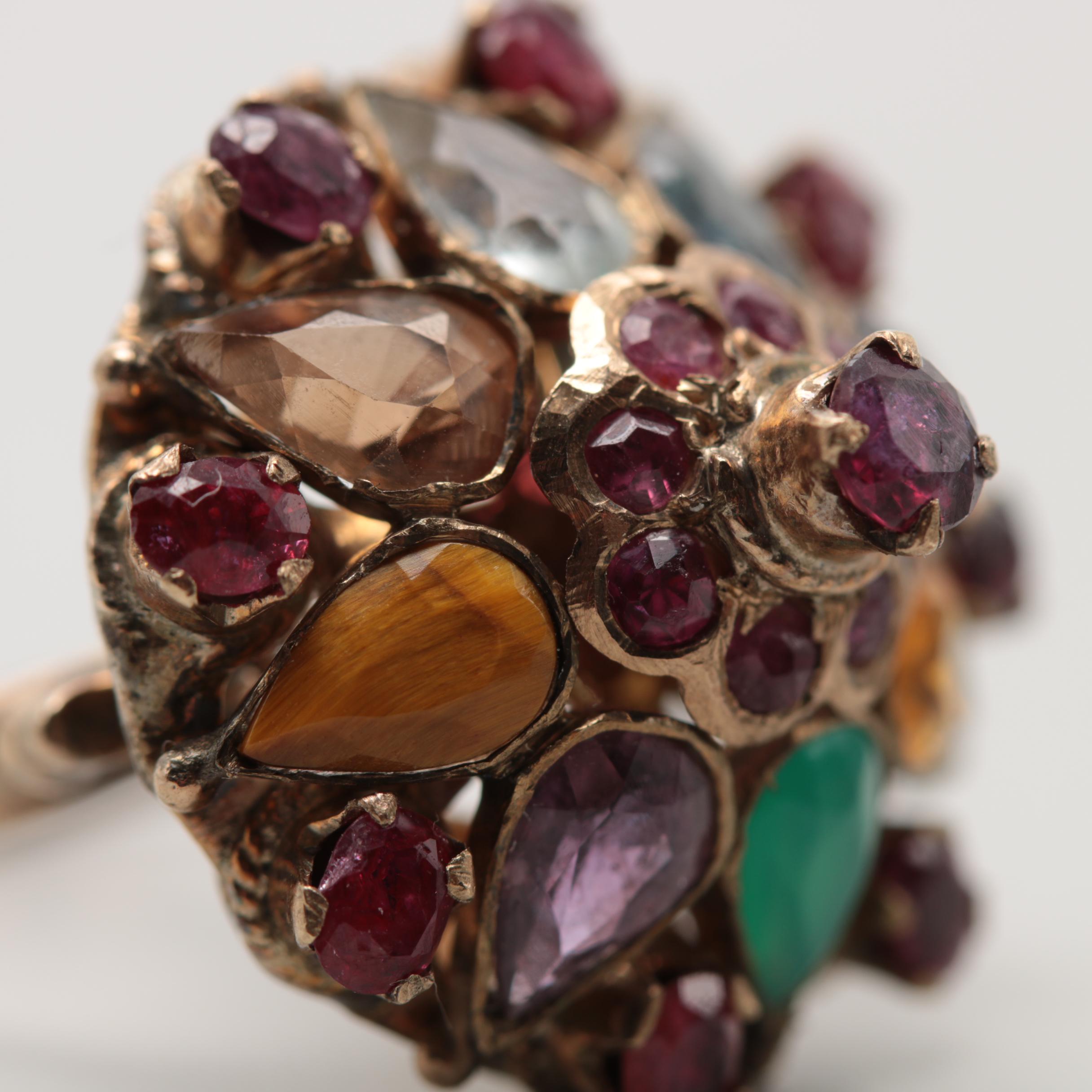 10K Yellow Gold Ruby Multi-Stone Ring