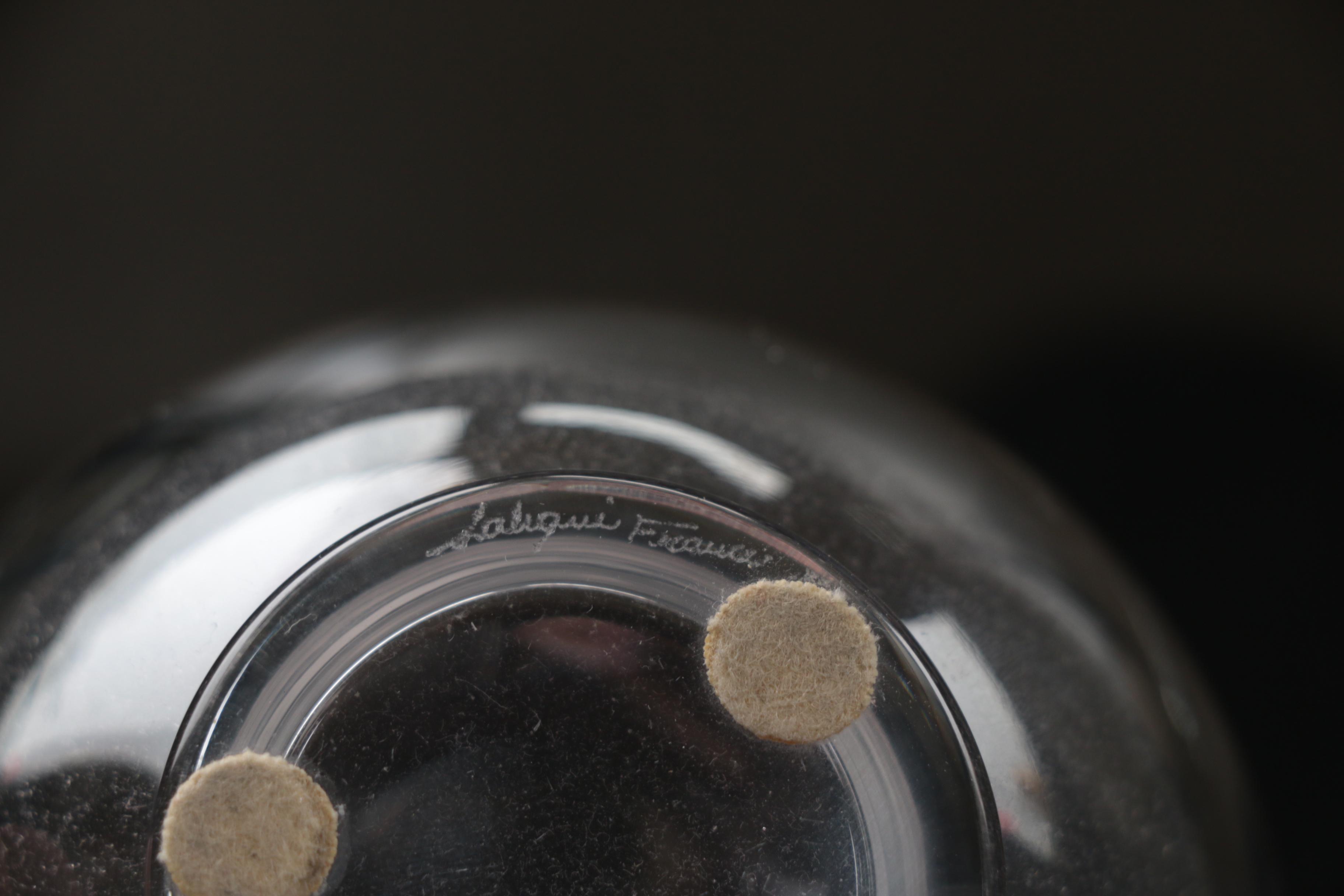 Rene Lalique "Les Anemones" Large Perfume Bottle and Flowers, Made in France