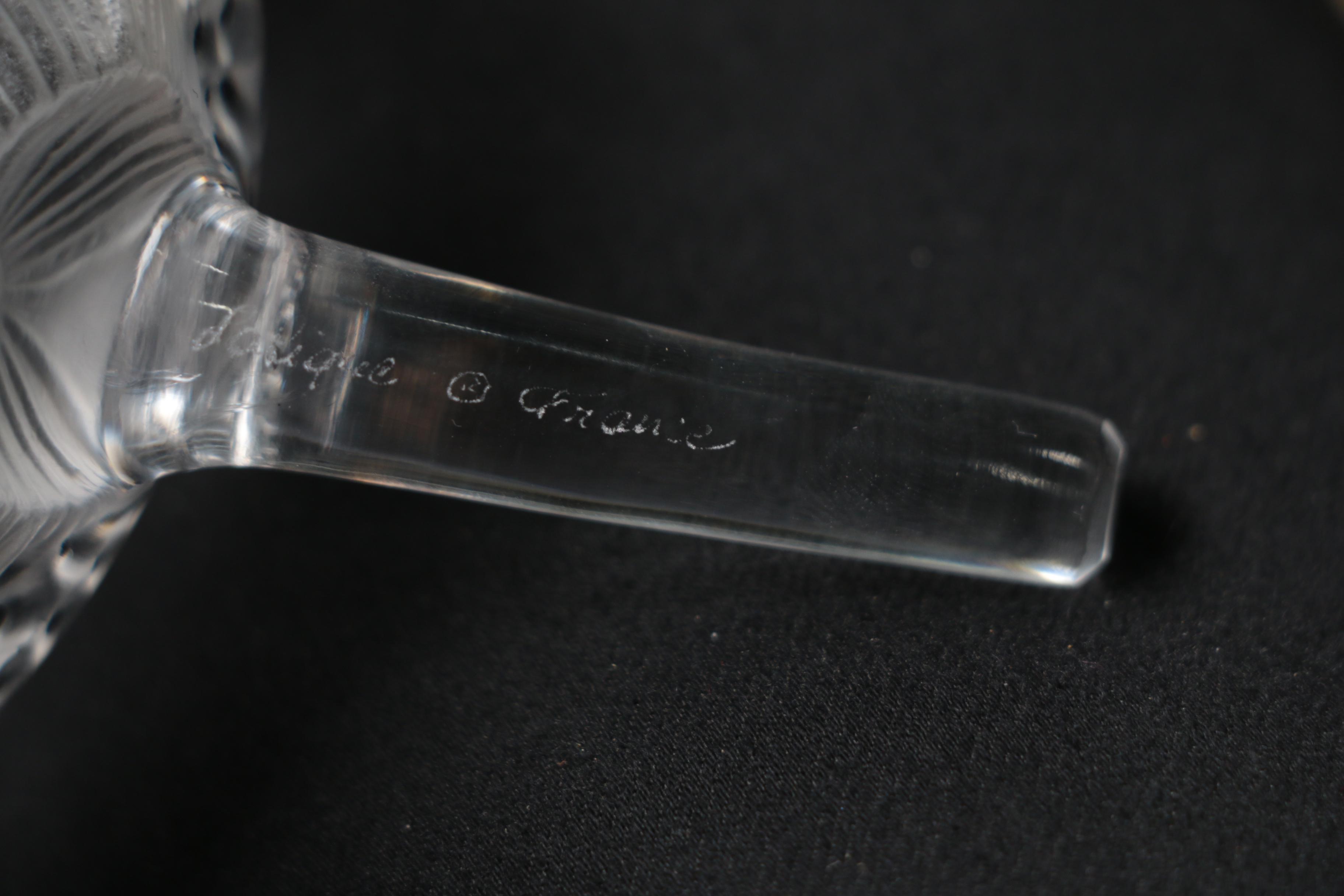 Rene Lalique "Les Anemones" Large Perfume Bottle and Flowers, Made in France