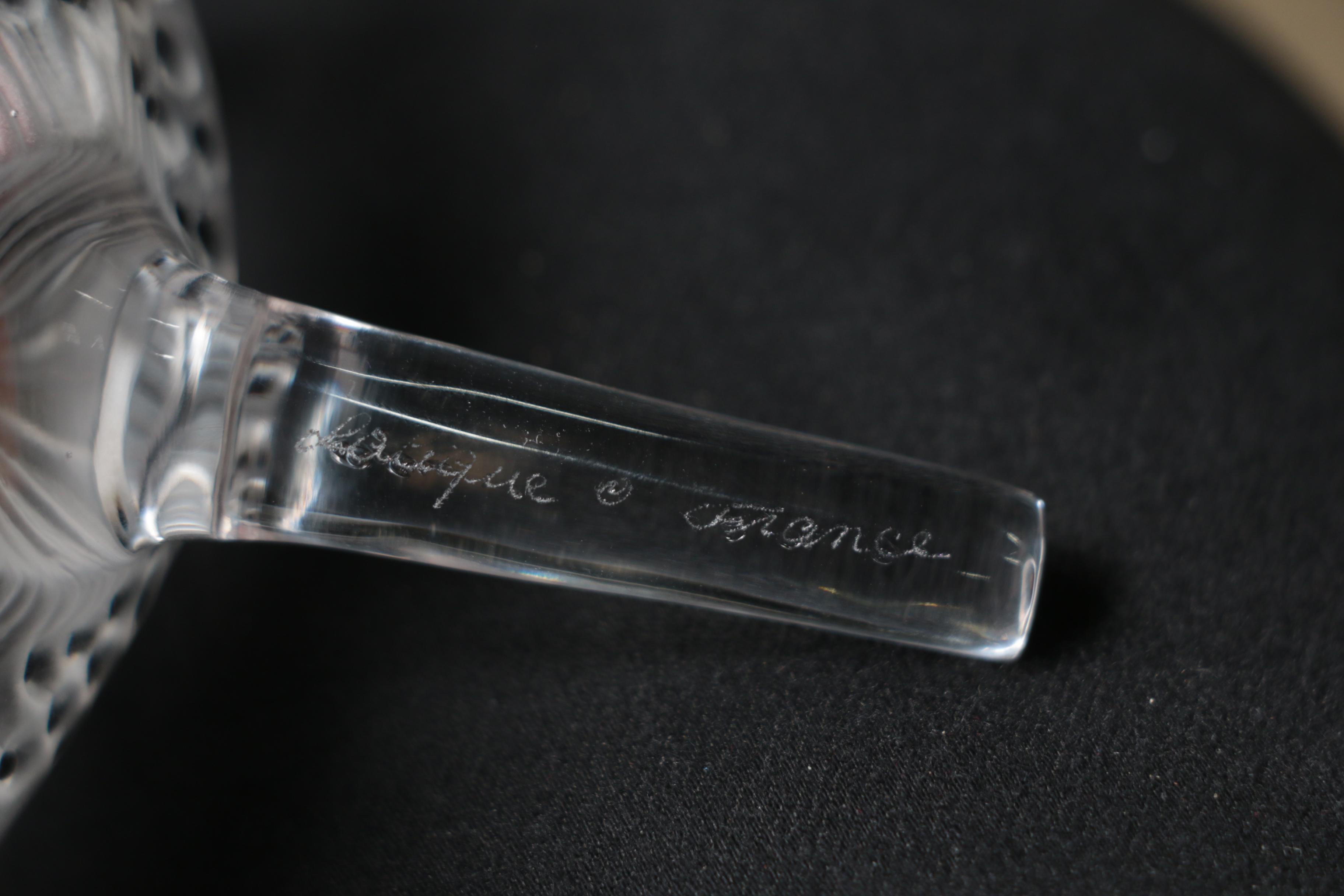 Rene Lalique "Les Anemones" Large Perfume Bottle and Flowers, Made in France