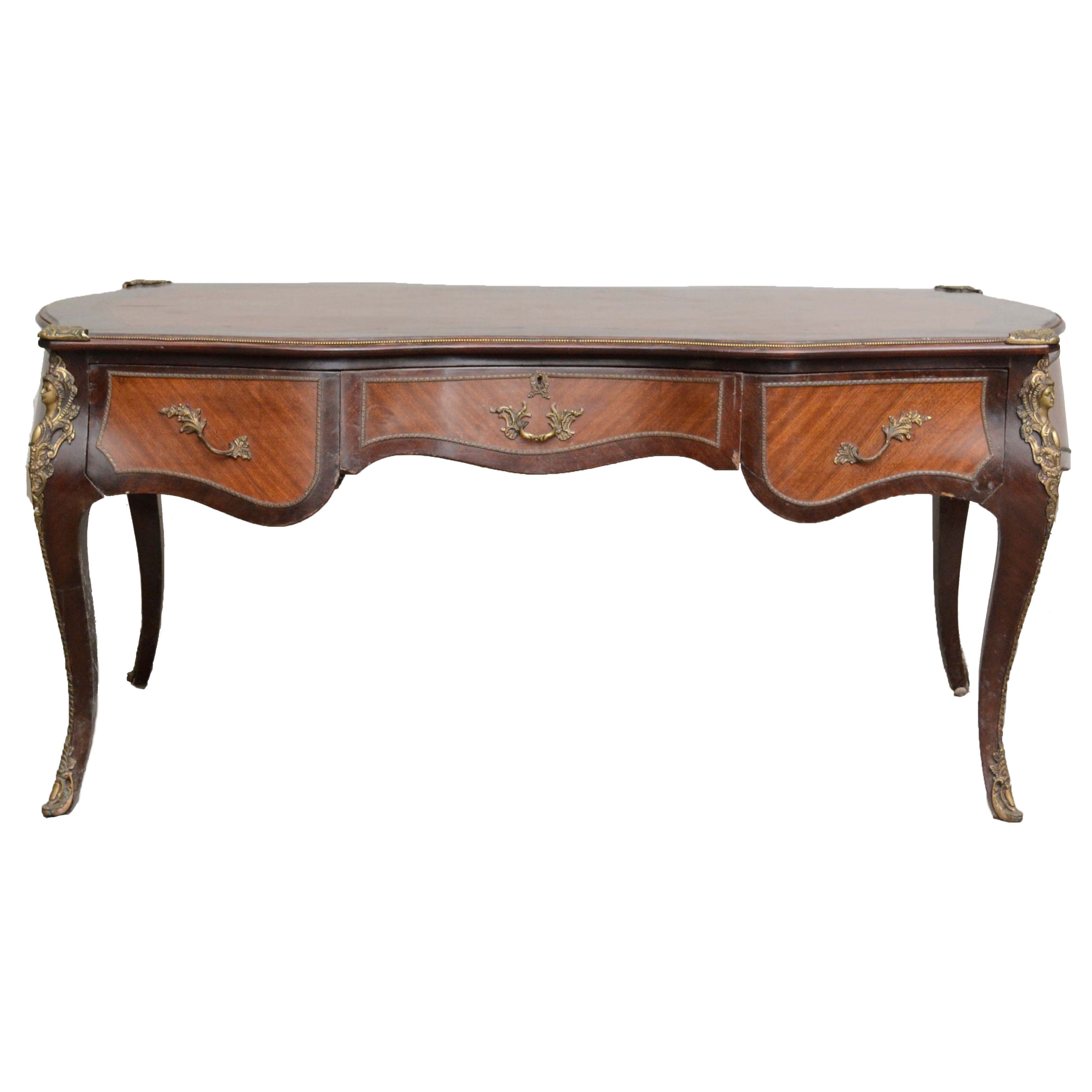 Louis XV Style Gilt-Metal Mounted Kingwood Bureau Plat, 20th Century