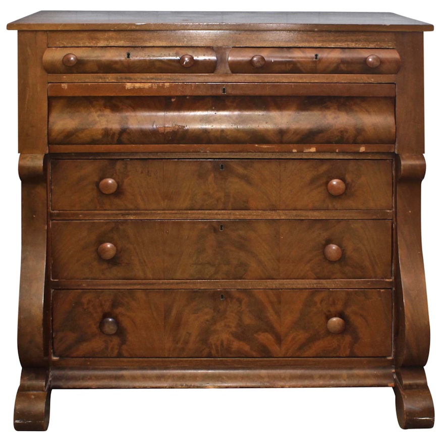 Antique Burl Wood Veneer Dresser