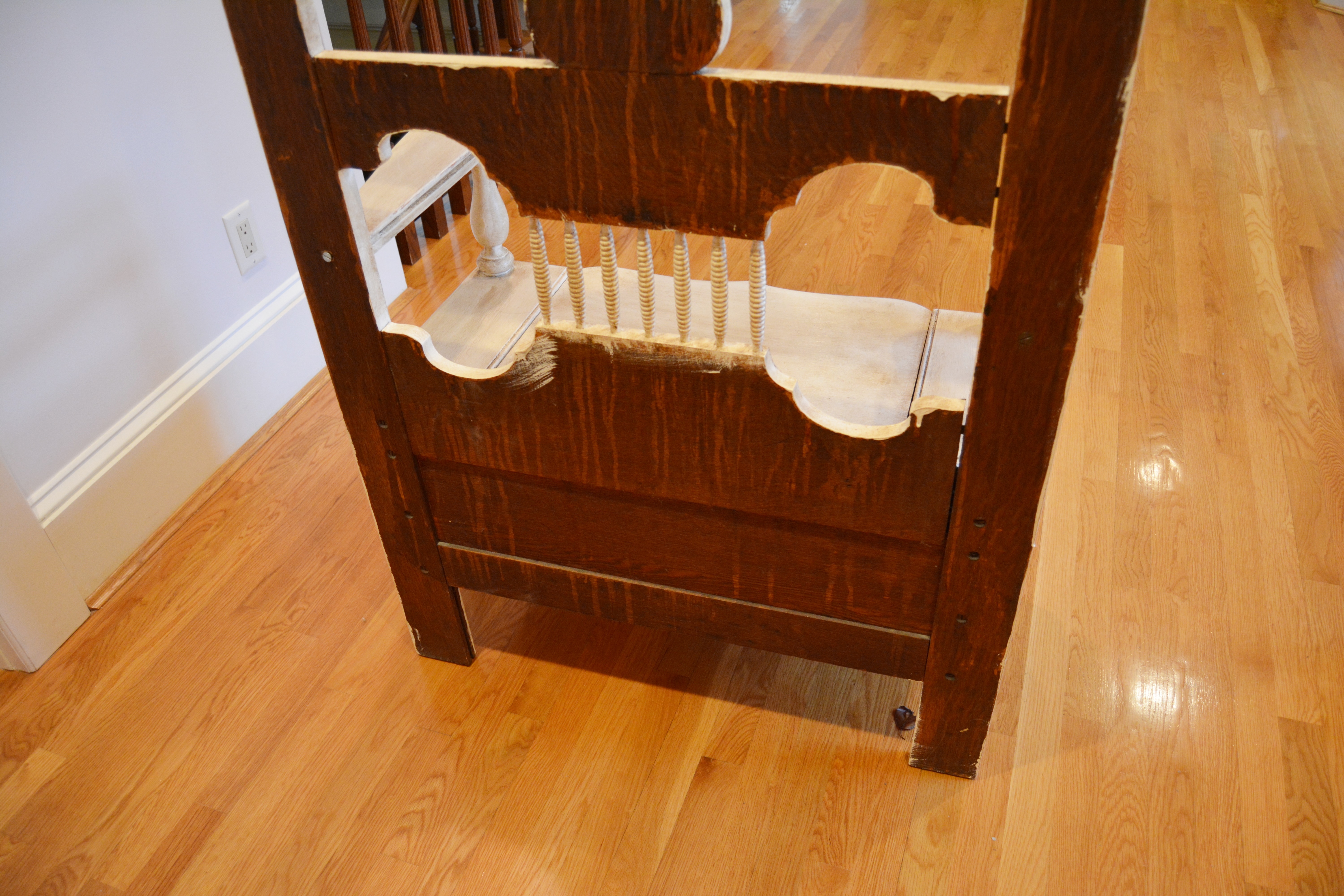 Vintage Victorian Painted Oak Hall Tree