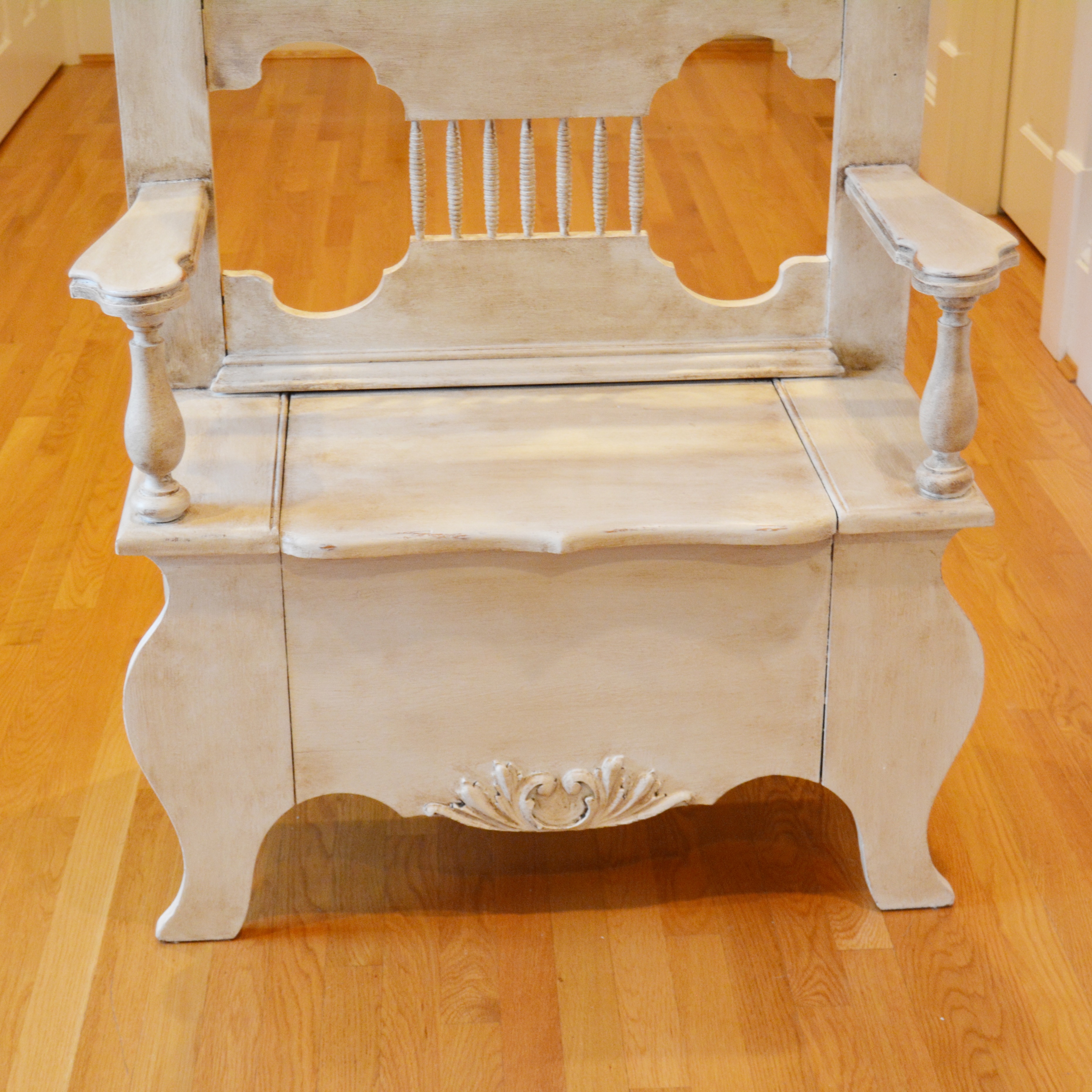 Vintage Victorian Painted Oak Hall Tree