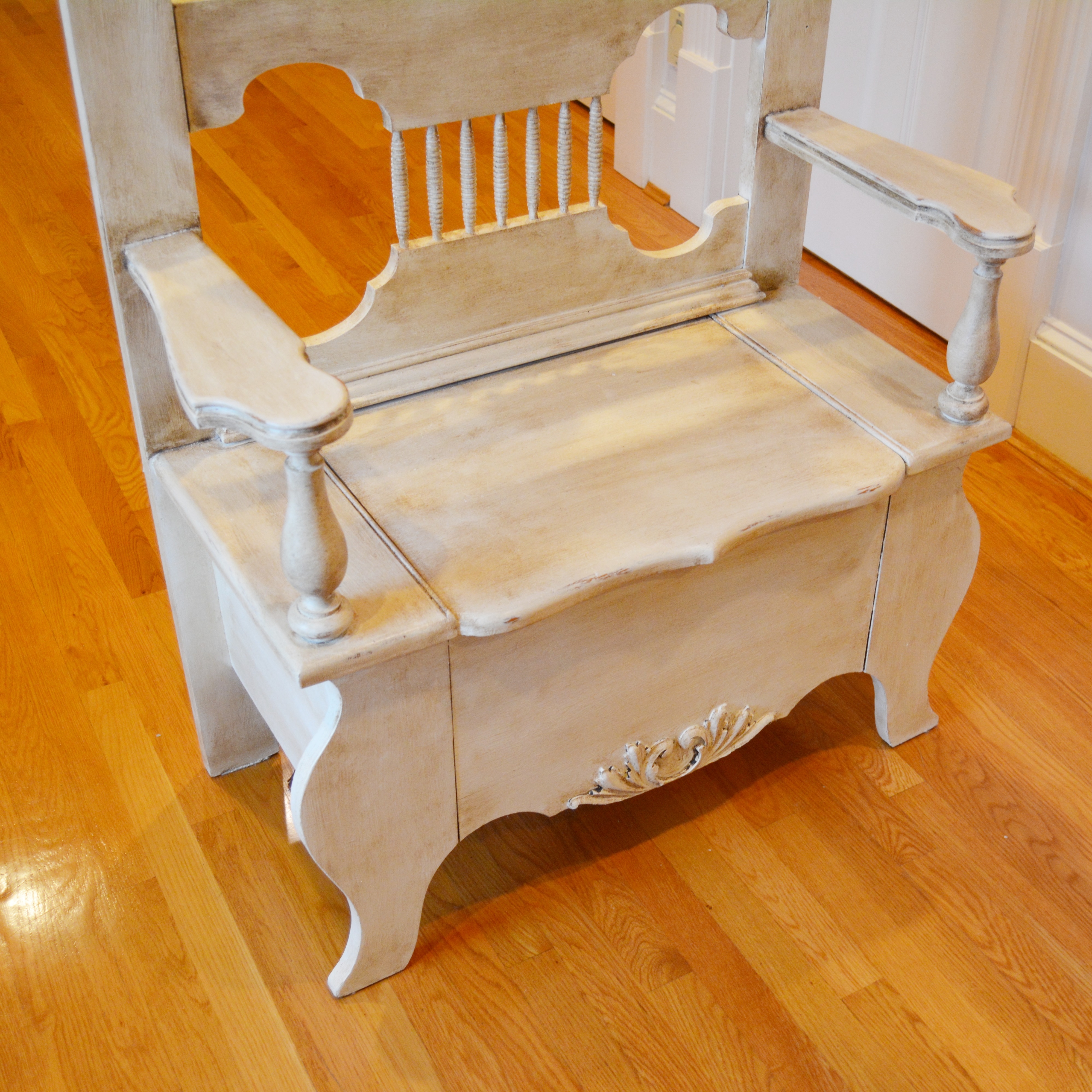 Vintage Victorian Painted Oak Hall Tree