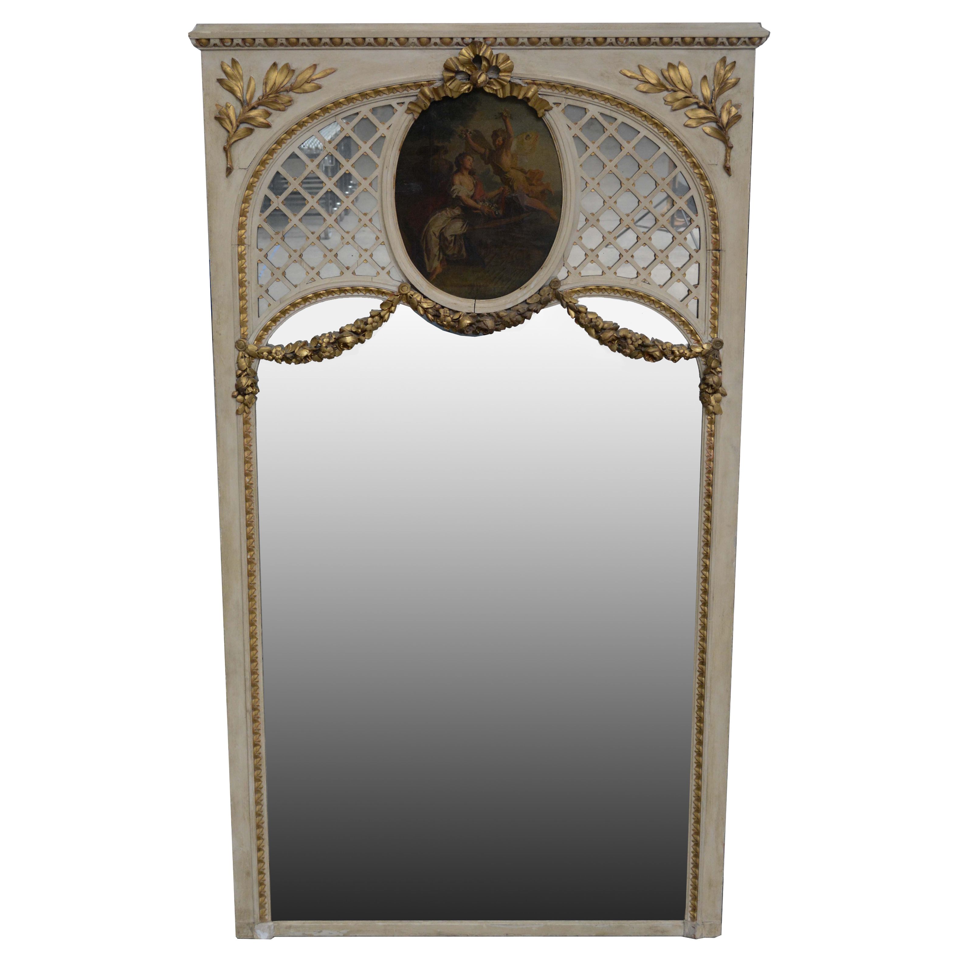 Parcel-Gilt Trumeau Mirror, 19th Century