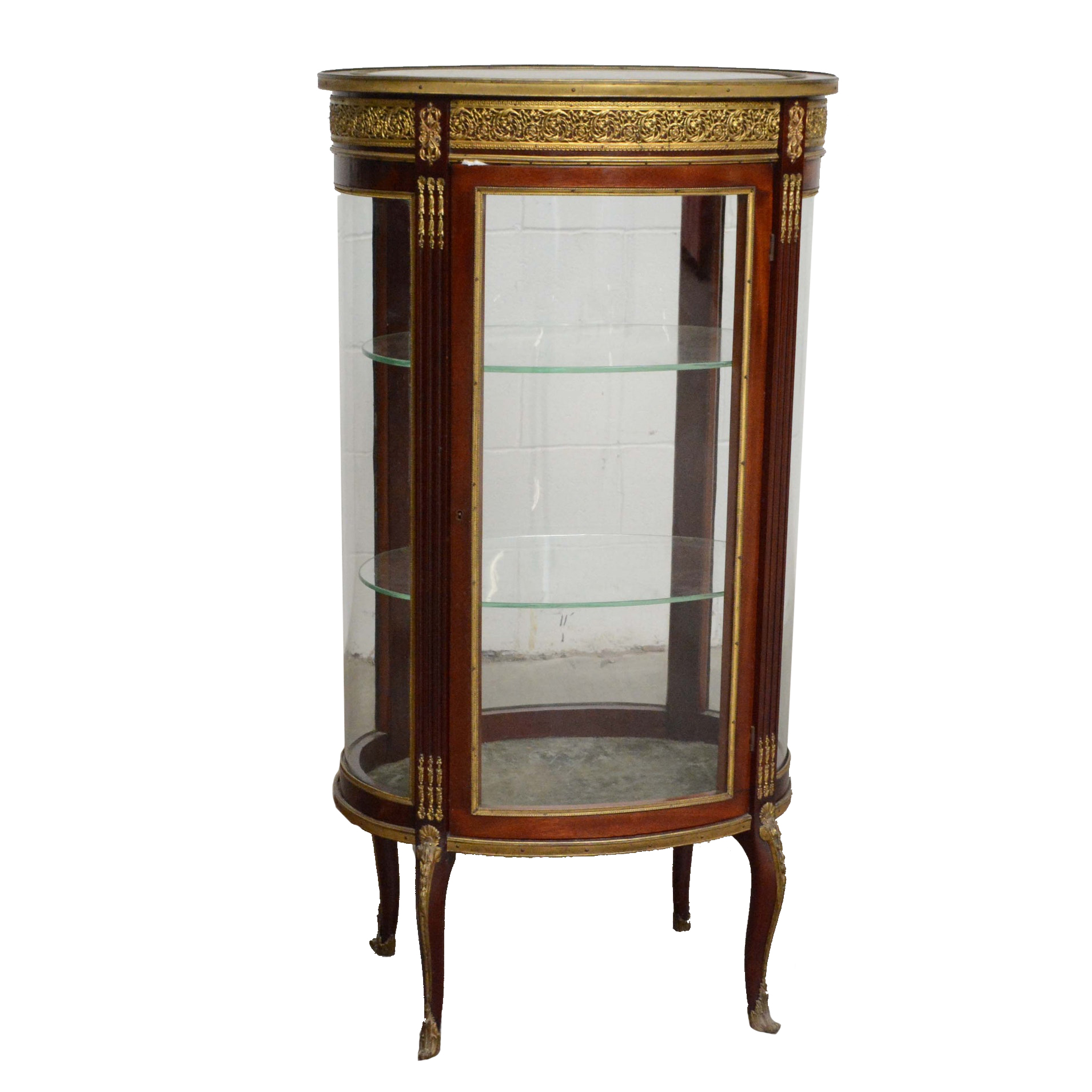 Louis XV Style Mahogany and Glass Curio Cabinet, 20th Century