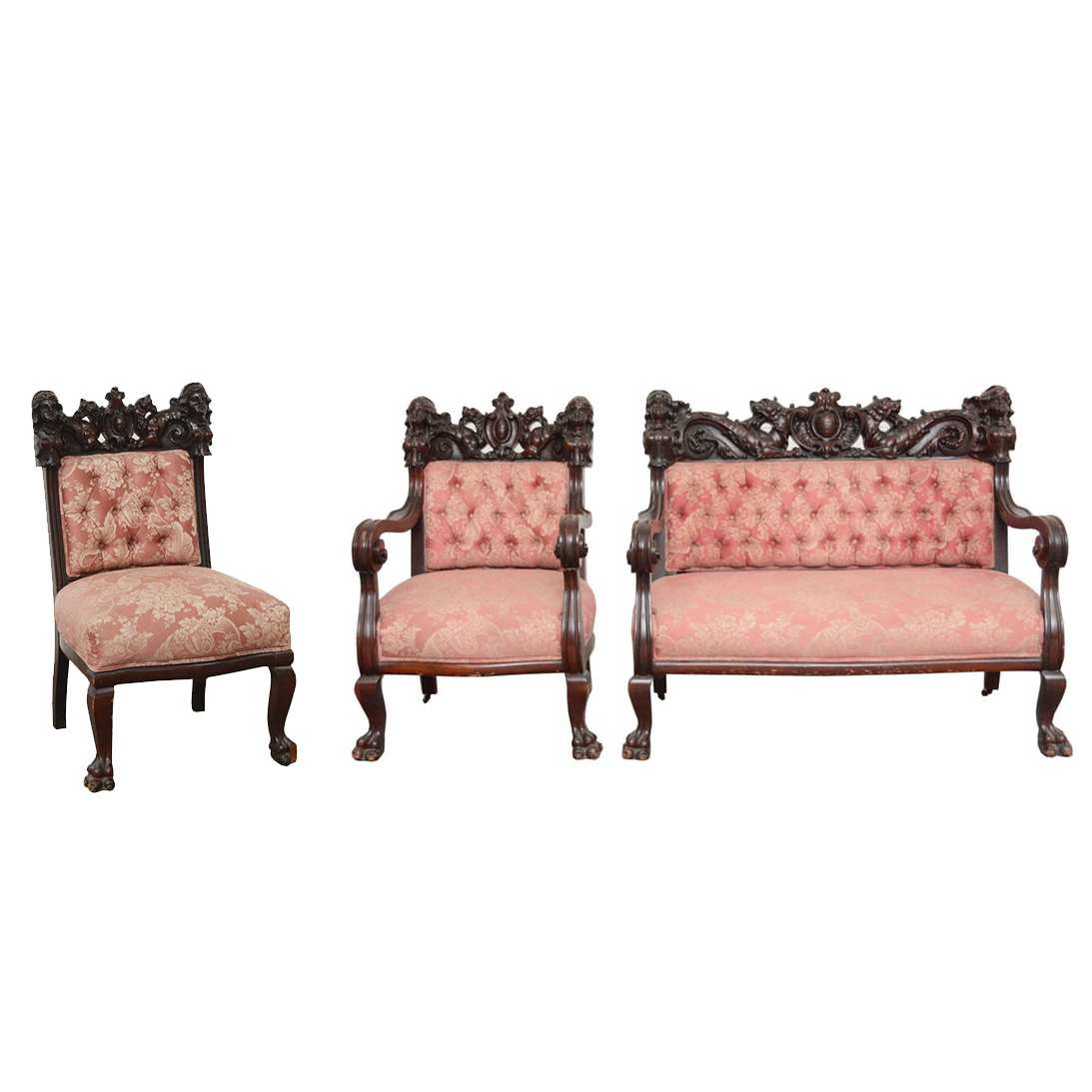 S. Karpen & Bros. Three Piece Renaissance Revival Mahogany Parlor Set