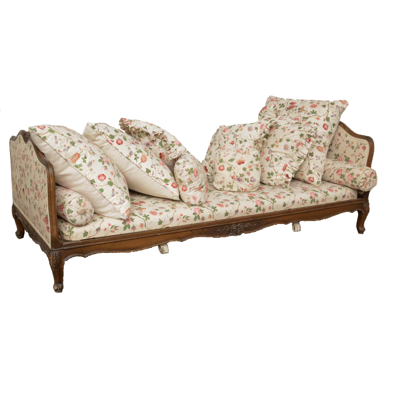 Louis XV Style Upholstered Twin Size Day Bed, Mid 20th Century