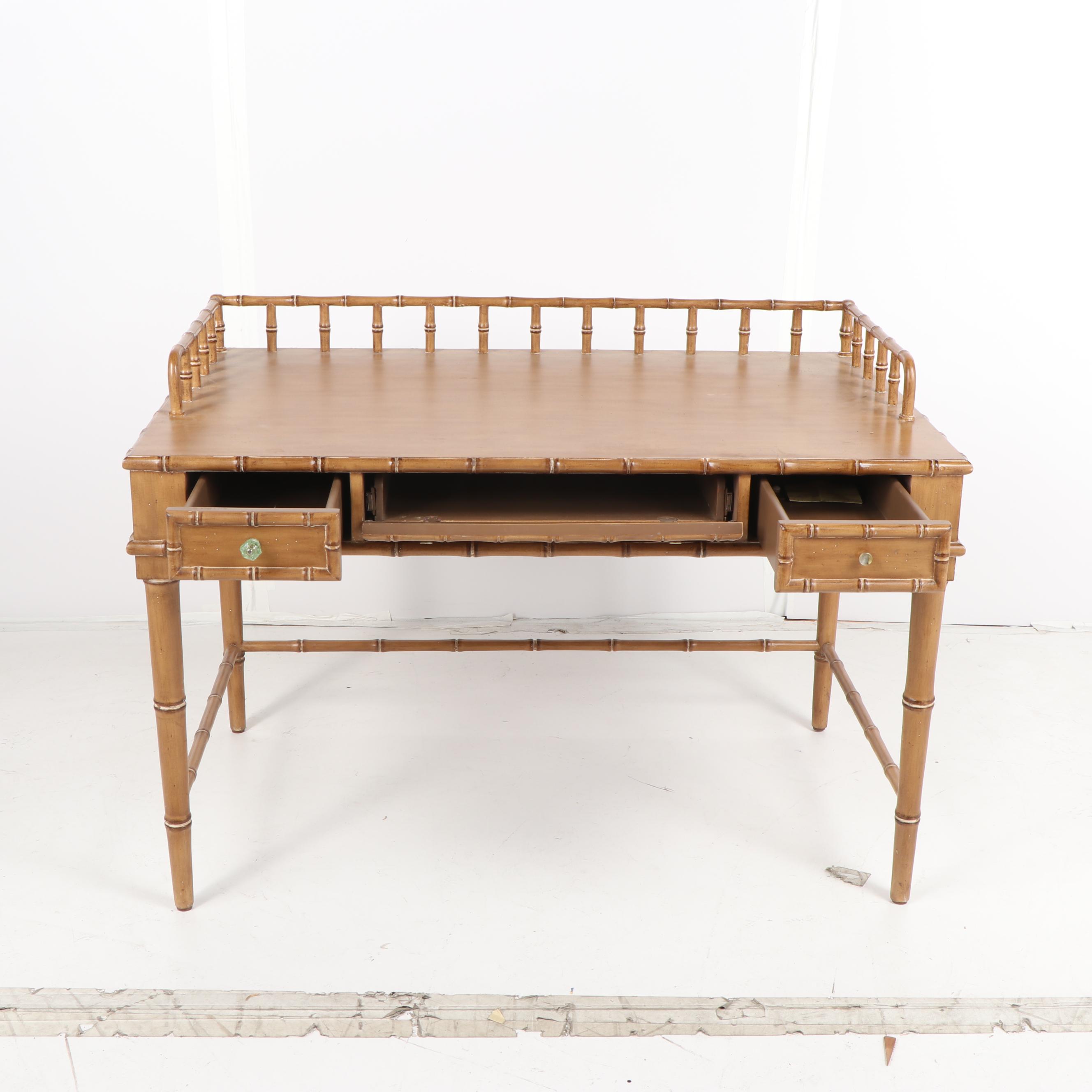 British Colonial Style Painted Wooden Writing Desk, 20th Century