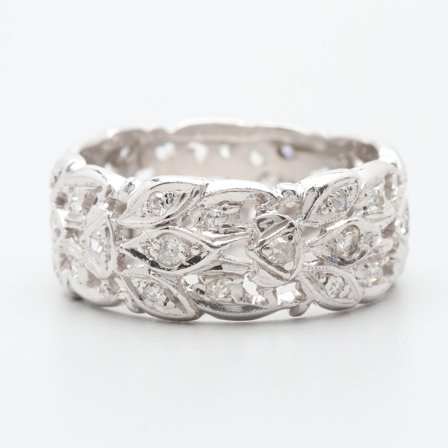 Platinum Foliate Diamond Ring