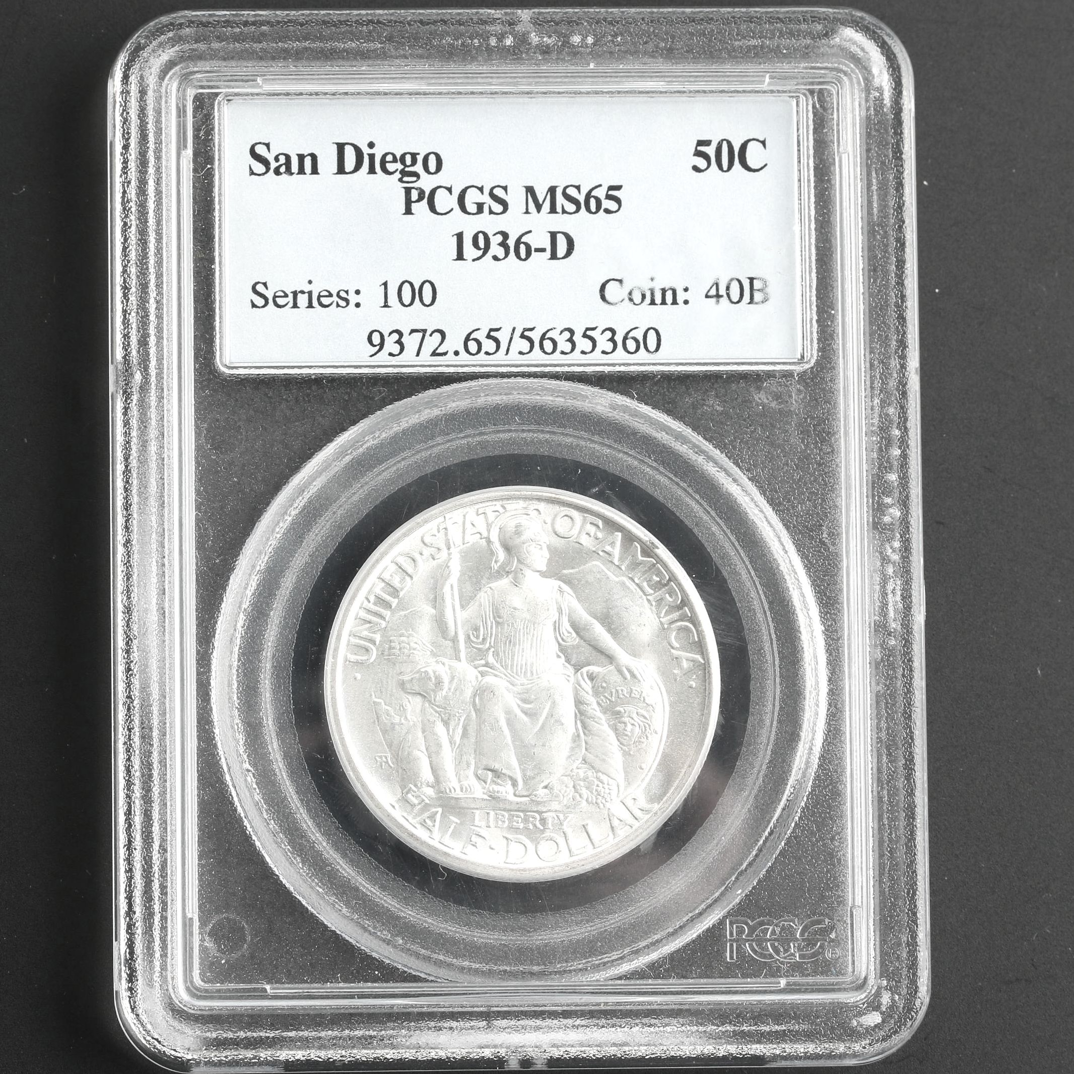 PCGS Graded MS65 1936-D San Diego Commemorative Silver Half Dollar