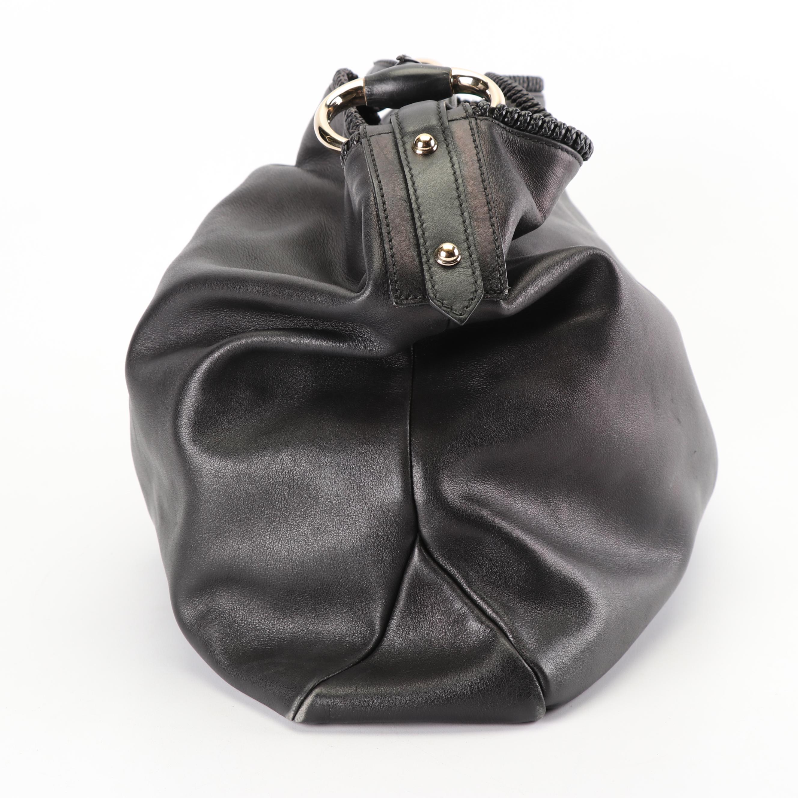Gucci Black Leather Hobo Bag