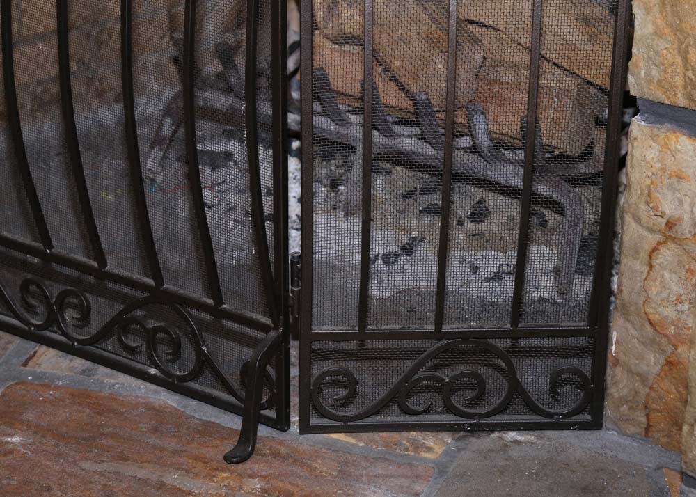 Frontgate Scrolling Hand Forged Iron Fireplace Screen