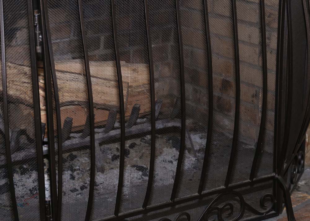 Frontgate Scrolling Hand Forged Iron Fireplace Screen