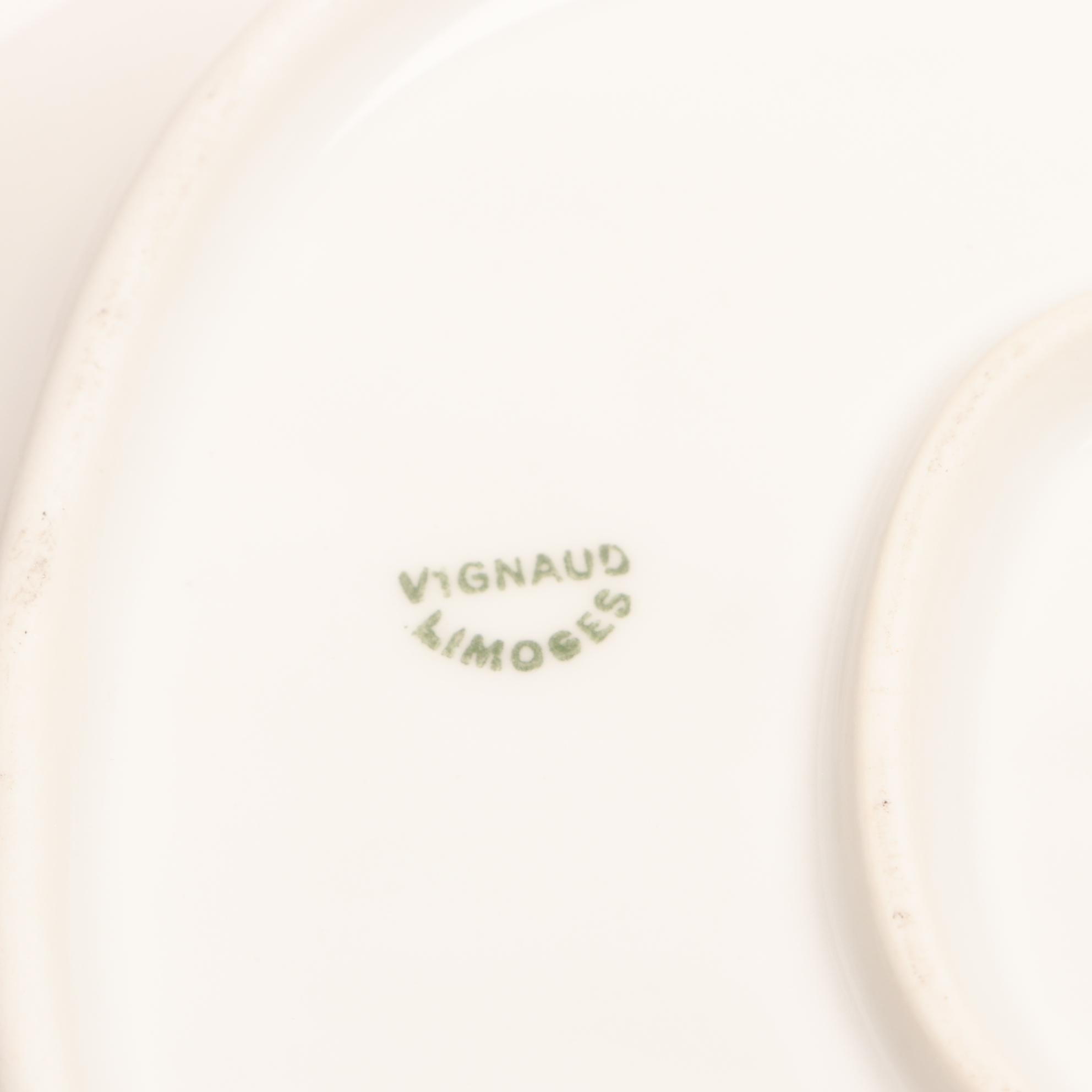 Assorted Gold and White Dinnerware Featuring Limoges and Royal Worcester