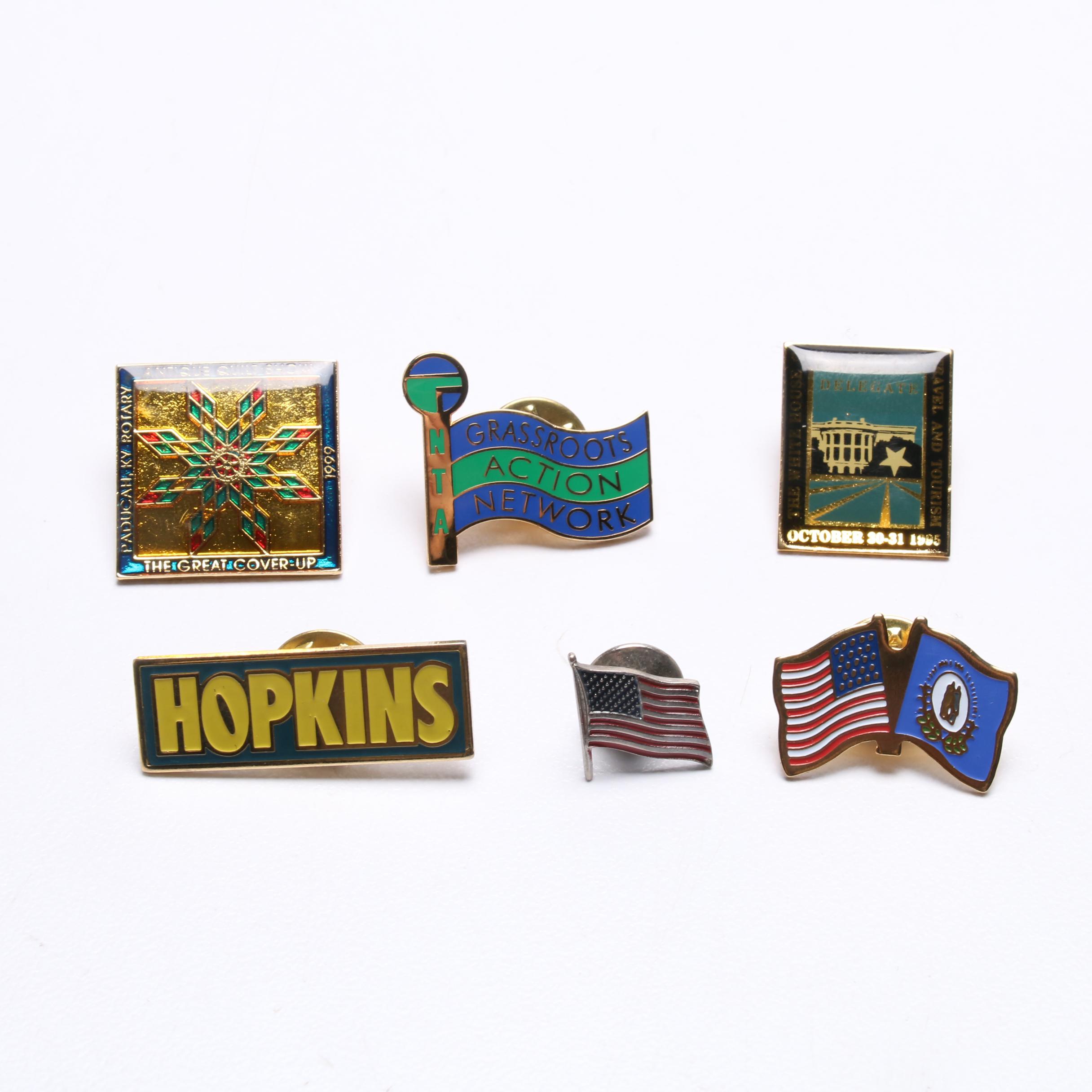 Assorted Pinbacks and 1997 Final Four Wood Vanity Box From the Host Collection